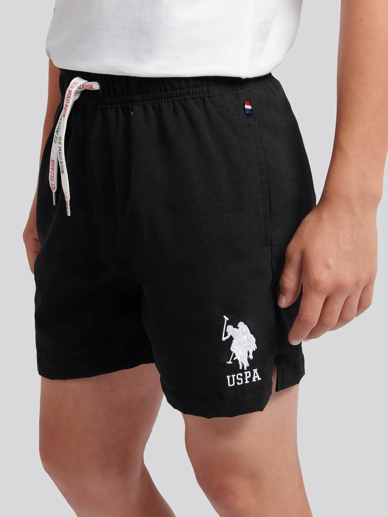 Boys Player 3 Swim Short in Black Bright White DHM - Image 2