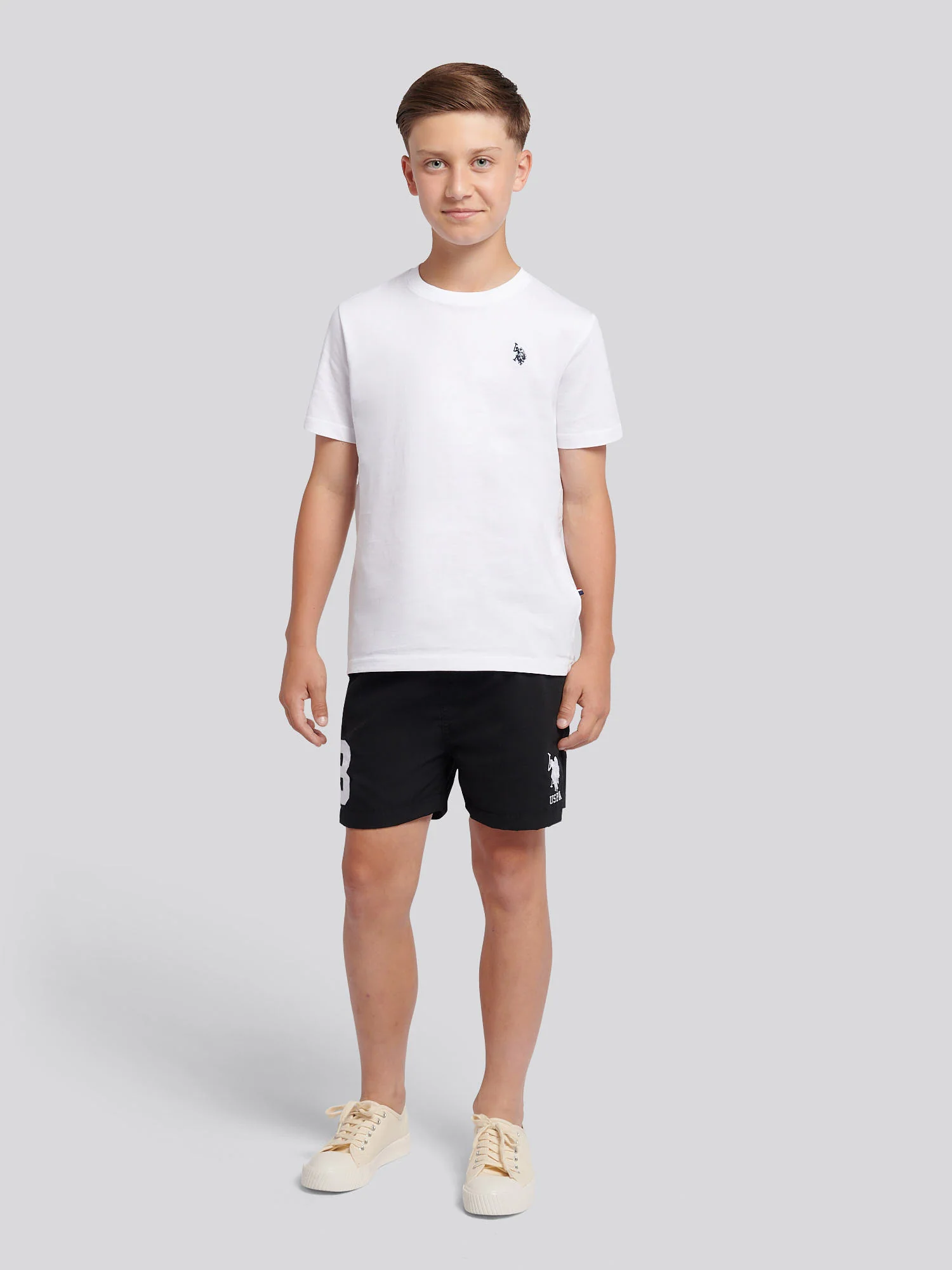 Boys Player 3 Swim Short in Black Bright White DHM - Image 3