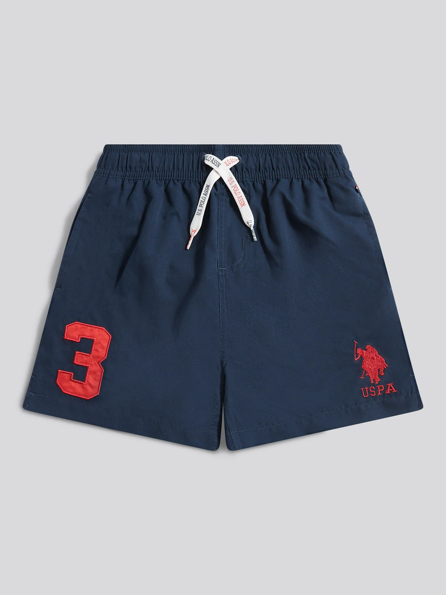 Boys Player 3 Swim Short in Dark Sapphire Navy / Haute Red DHM - Image 5