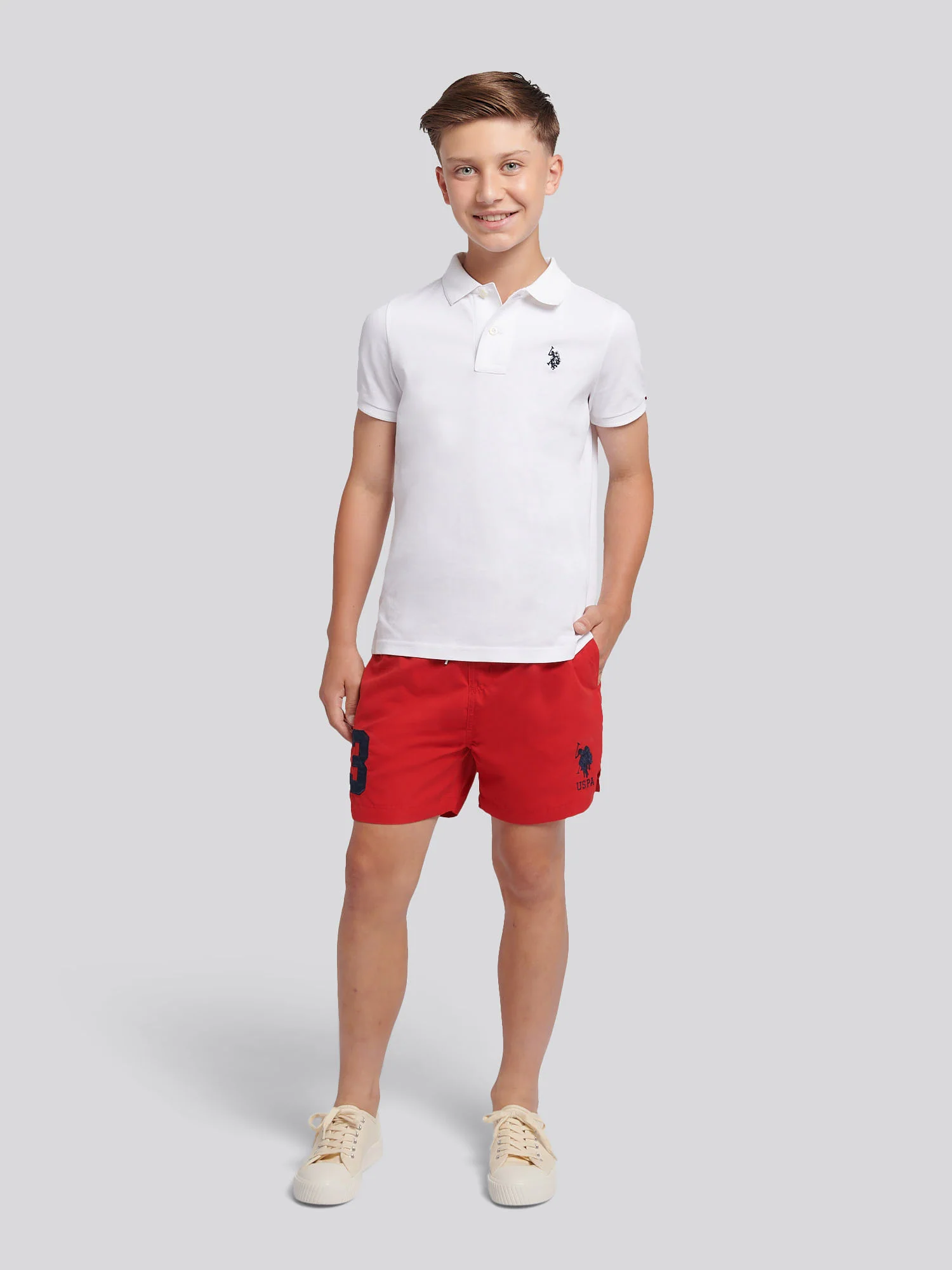 Boys Player 3 Swim Short in Haute Red - Image 3