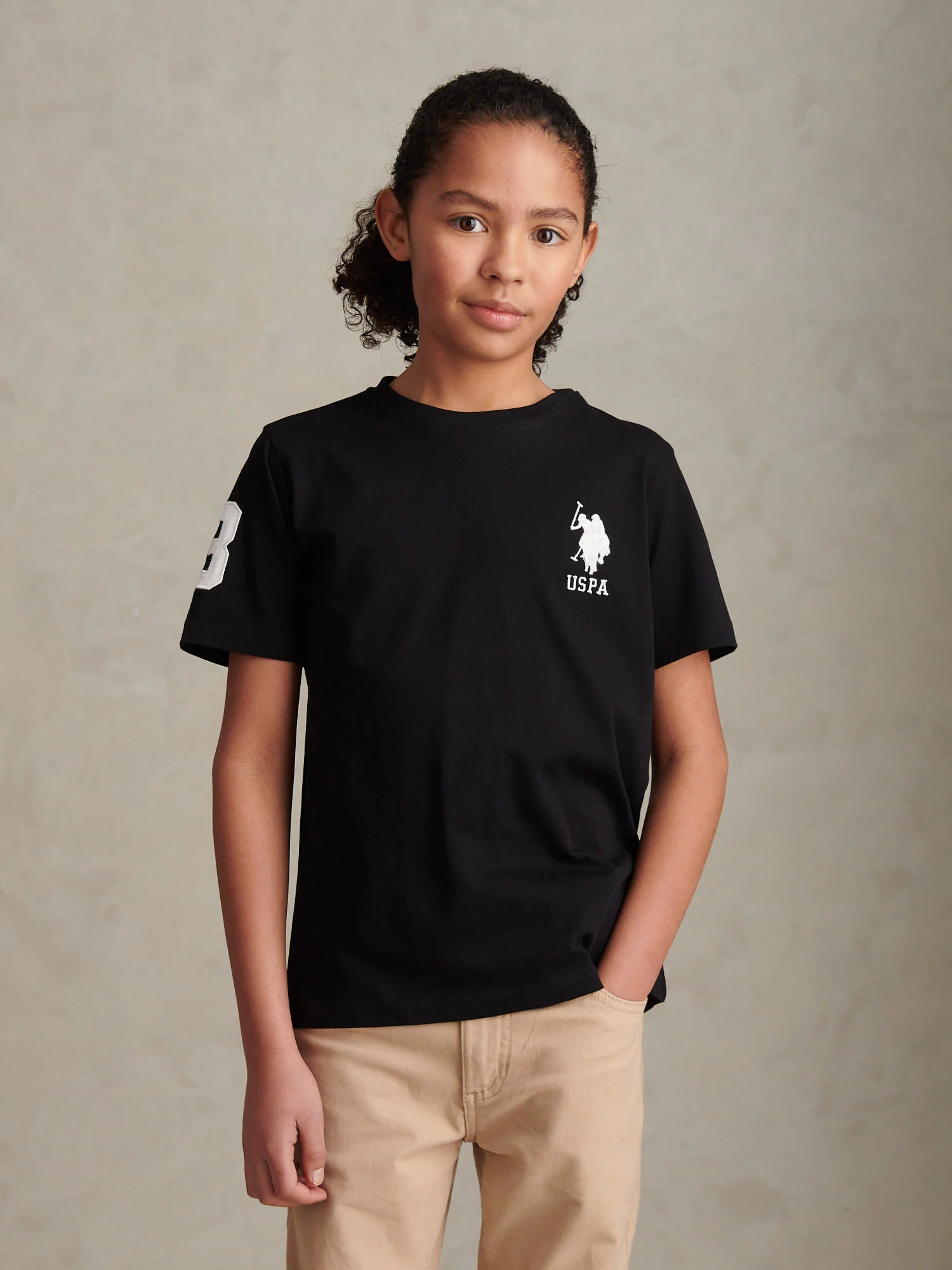 Boys Player 3 T-Shirt Black Bright White DHM