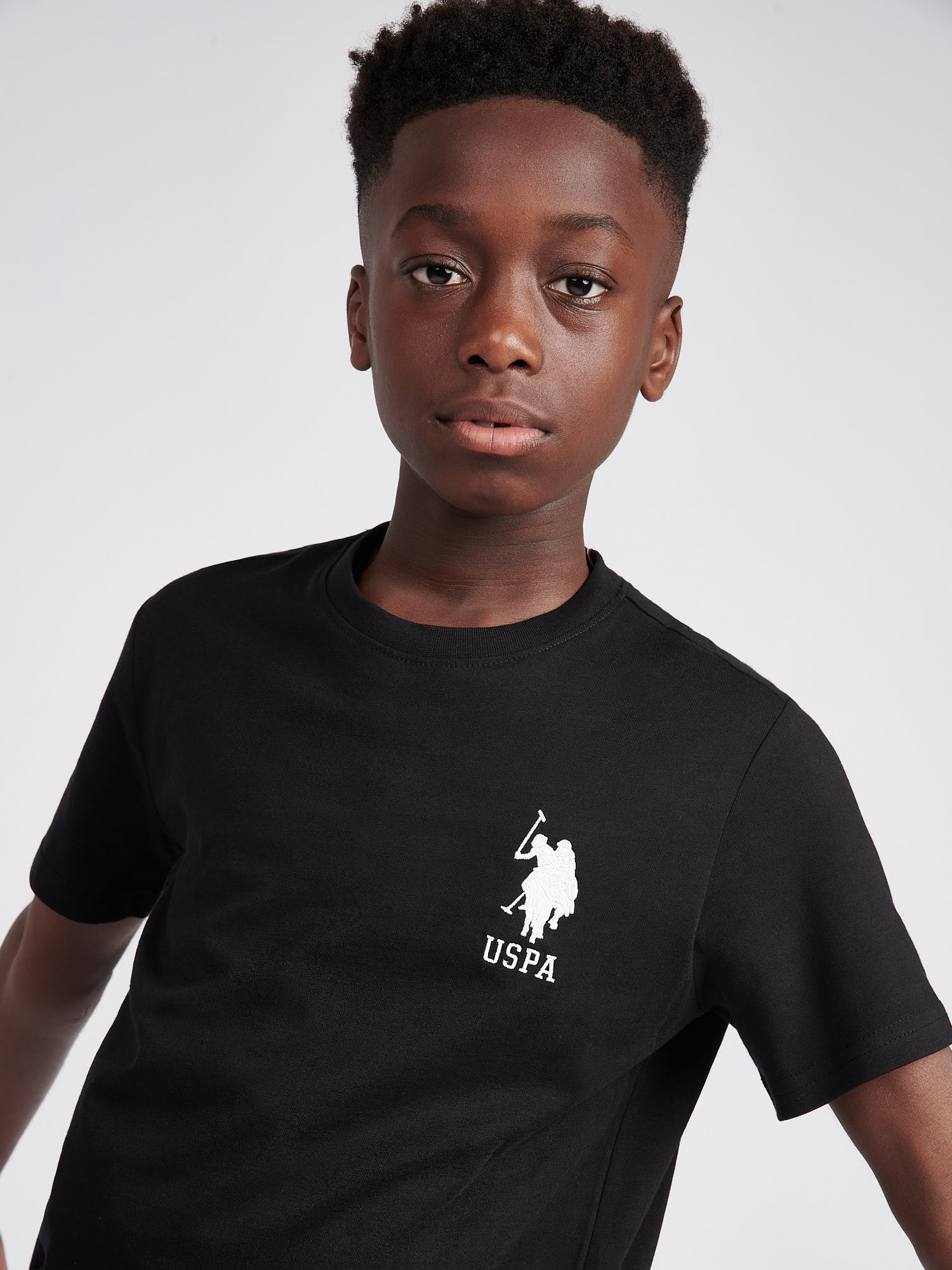 Boys Player 3 T-Shirt in Black Bright White DHM - Image 2
