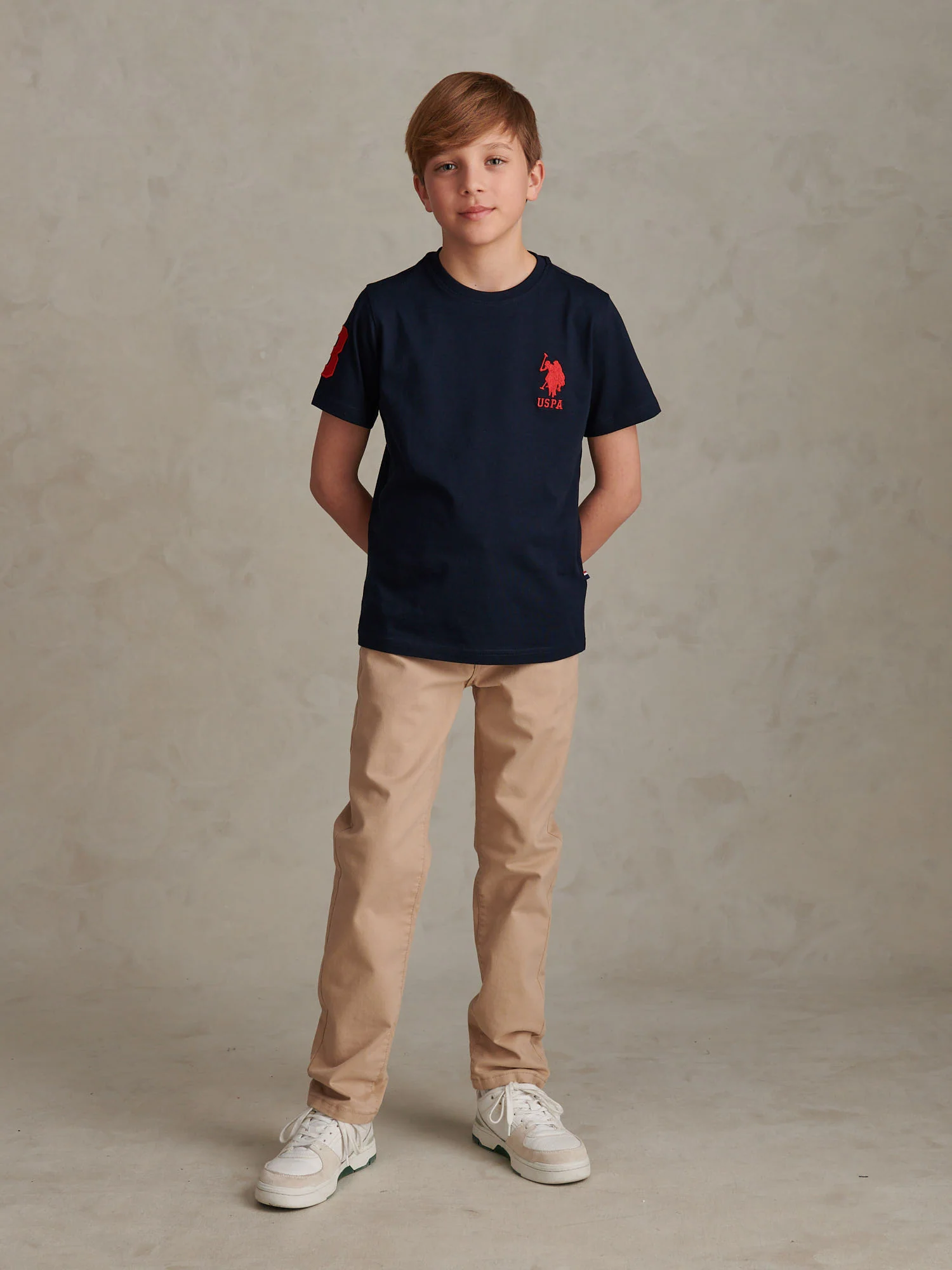 Boys Player 3 T-Shirt Dark Sapphire Navy / Haute Red DHM - Image 3