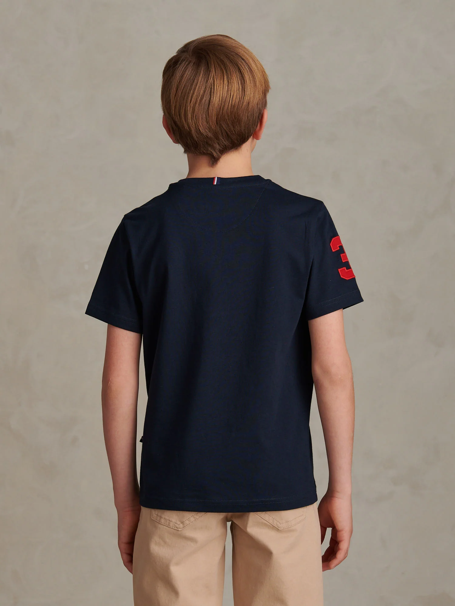 Boys Player 3 T-Shirt Dark Sapphire Navy / Haute Red DHM - Image 4