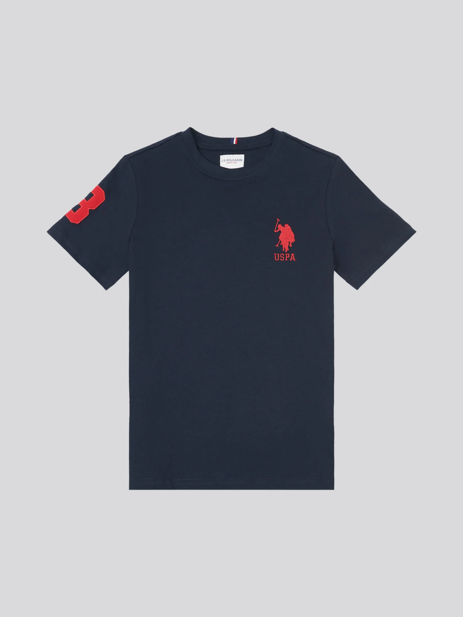 Boys Player 3 T-Shirt in Dark Sapphire Navy / Haute Red DHM - Image 7