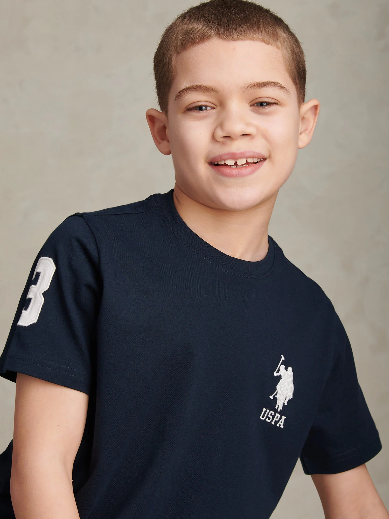 Boys Player 3 T-Shirt Dark Sapphire Navy / White DHM - Image 2