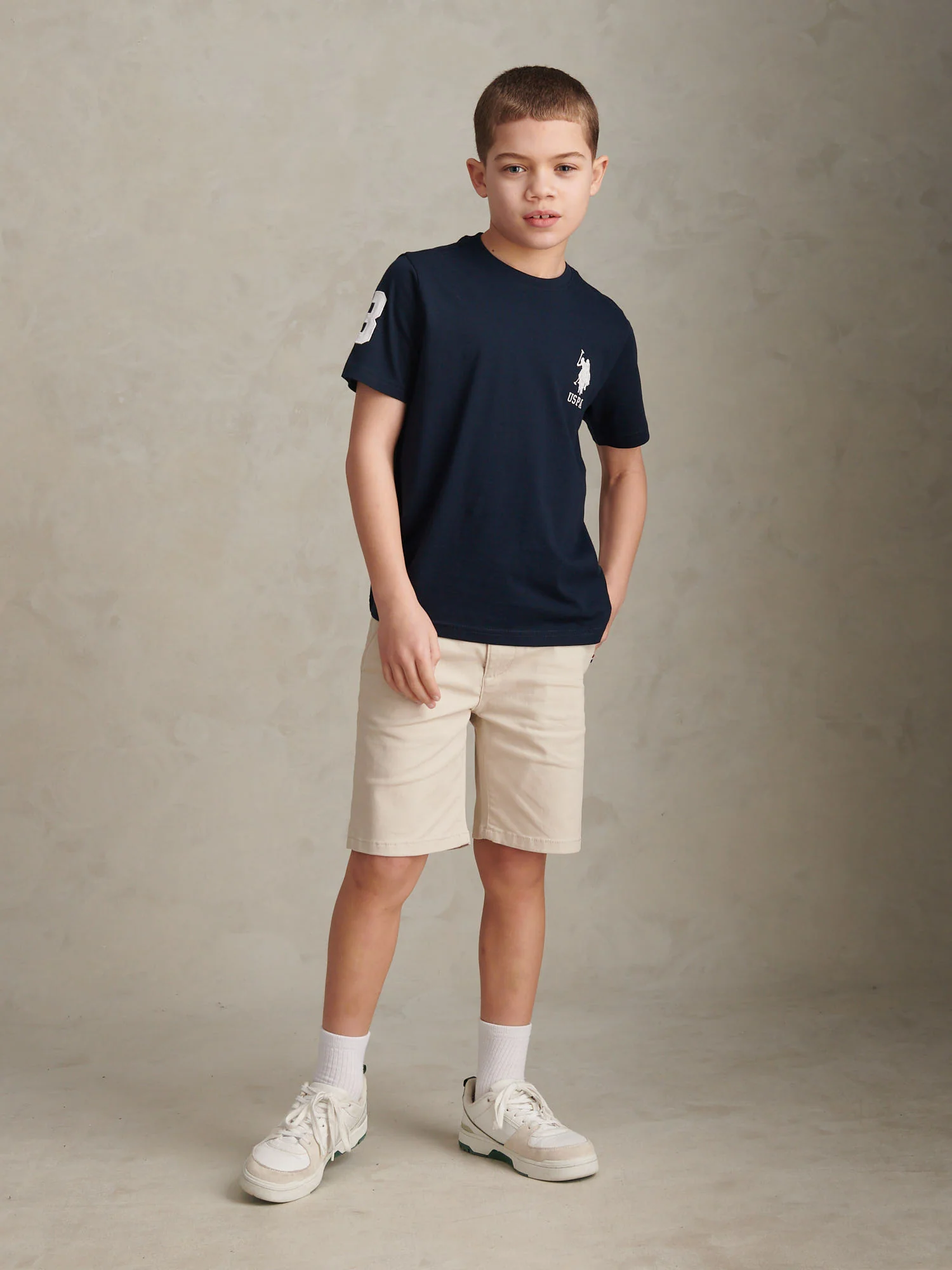 Boys Player 3 T-Shirt Dark Sapphire Navy / White DHM - Image 3