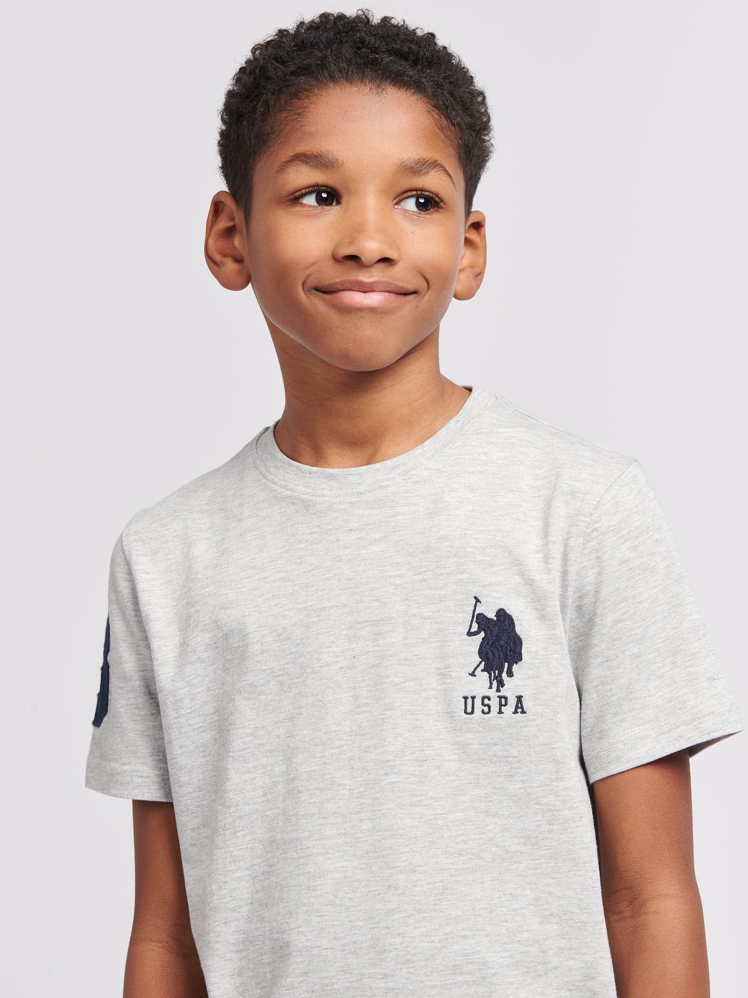 Boys Player 3 T-Shirt in Mid Grey Marl - Image 2