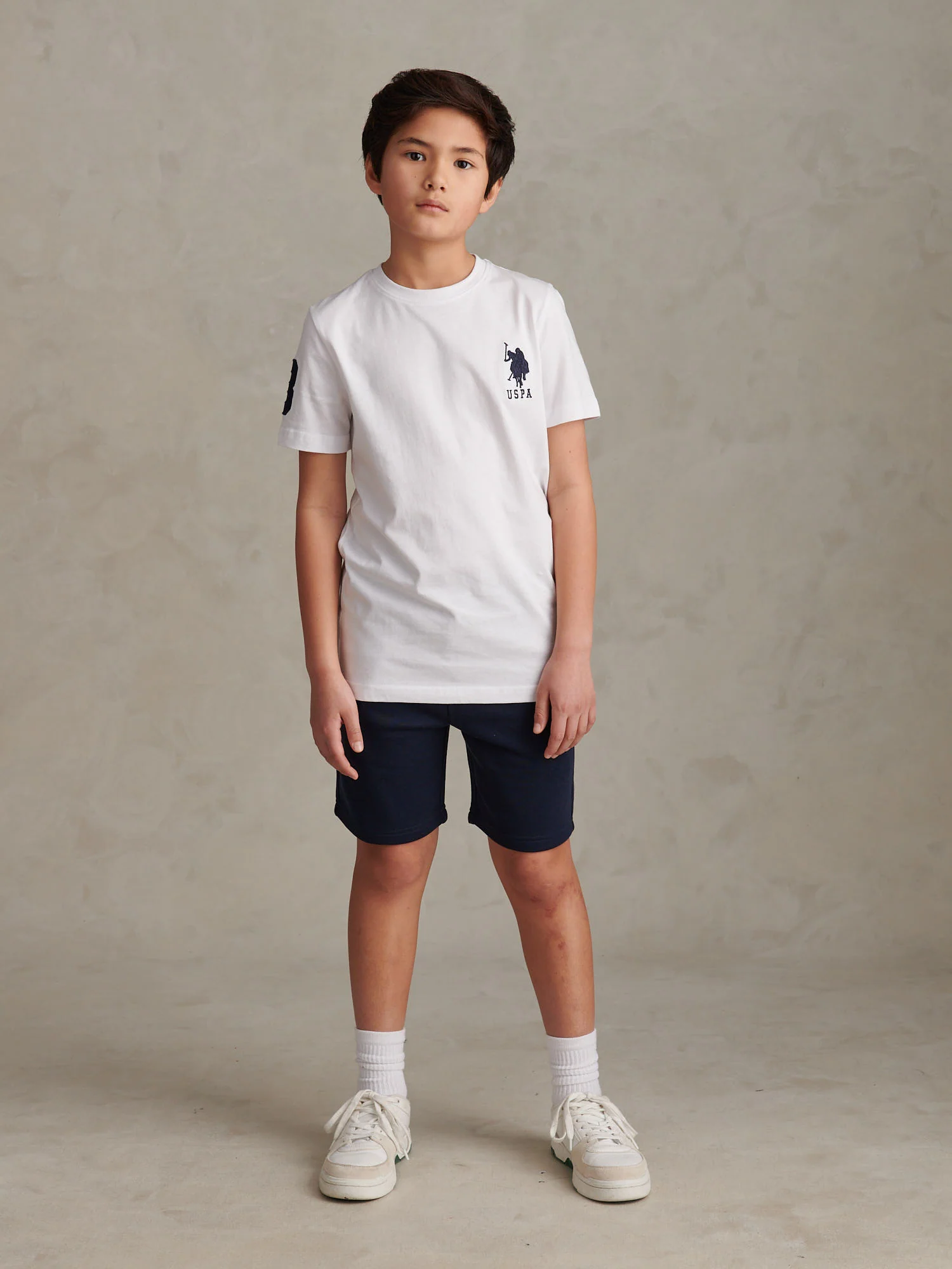 Boys Player 3 T-Shirt White / Dark Sapphire Navy DHM - Image 3
