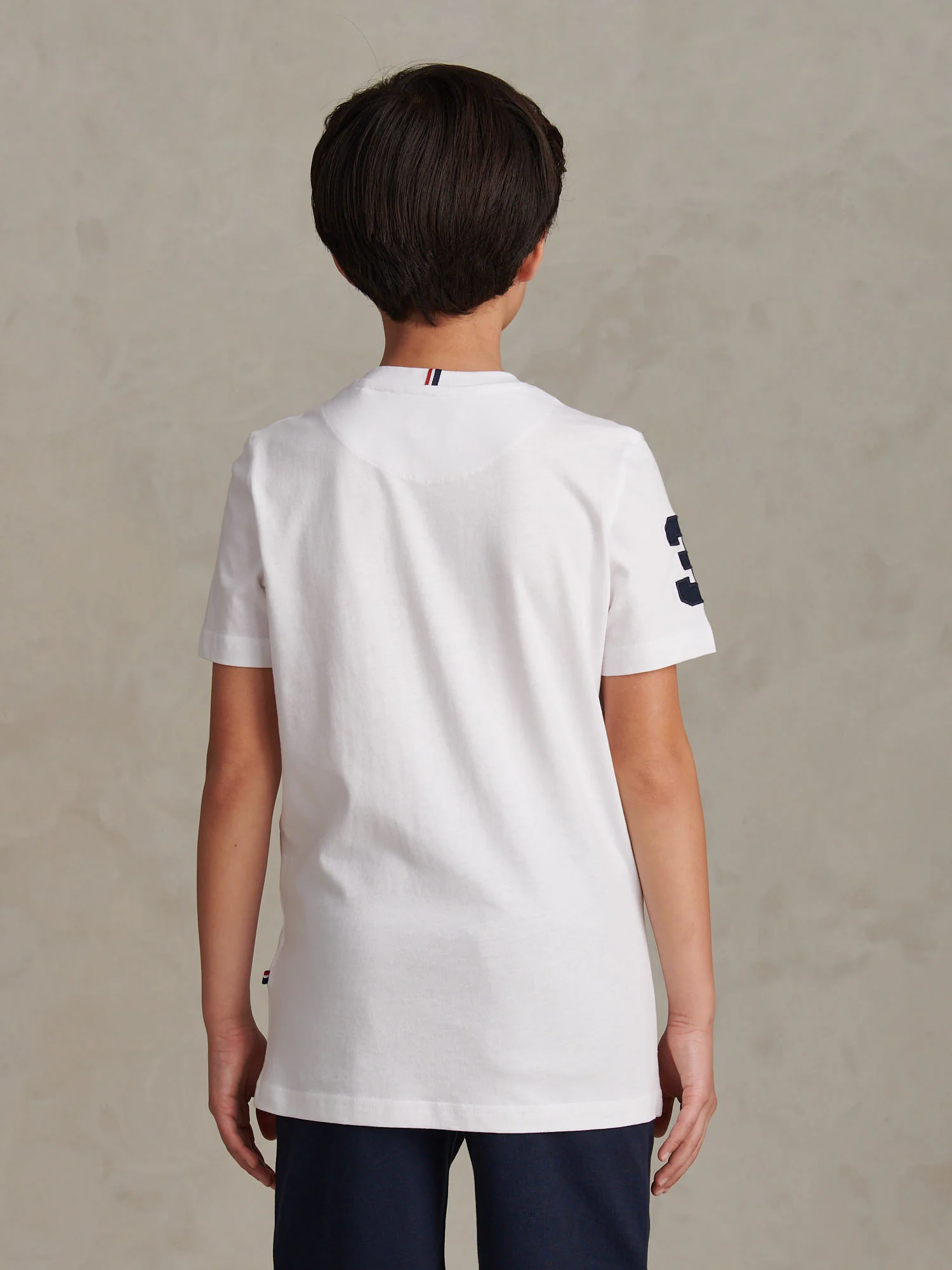 Boys Player 3 T-Shirt White / Dark Sapphire Navy DHM - Image 4