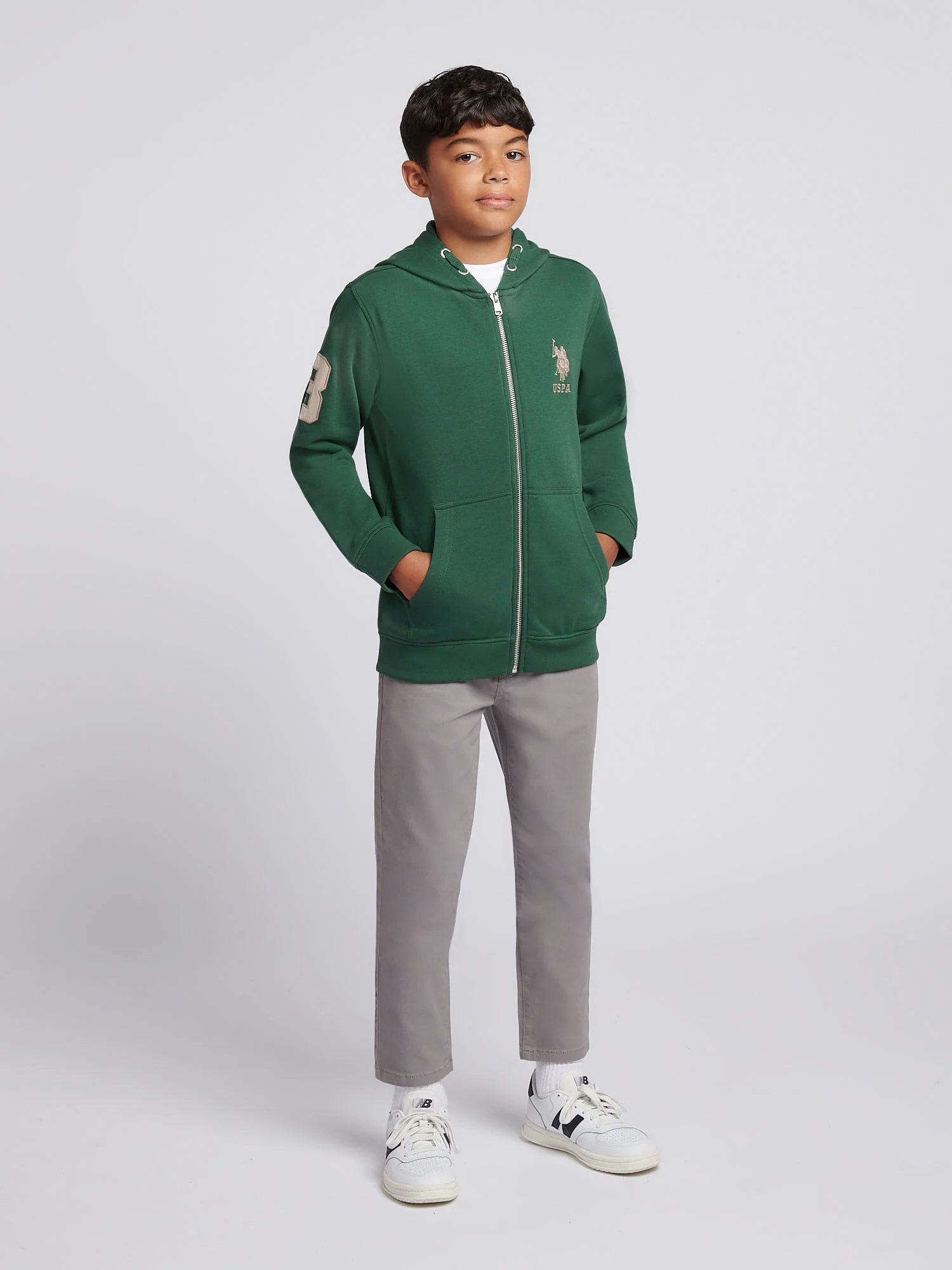 Boys Player 3 Zip Hoodie in Pineneedle - Image 3