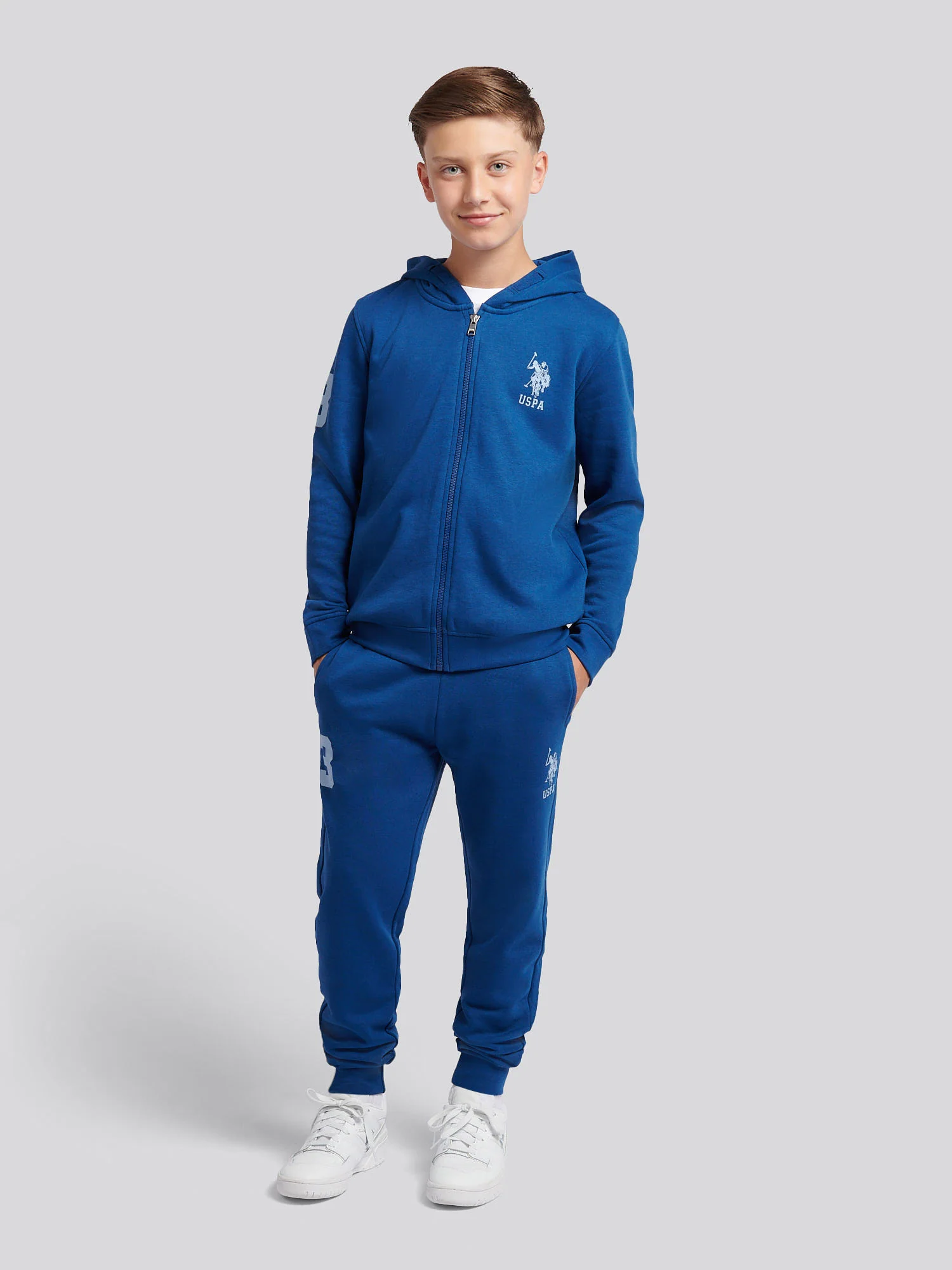 Boys Player 3 Zip Hoodie & Jogger Set in Navy Peony