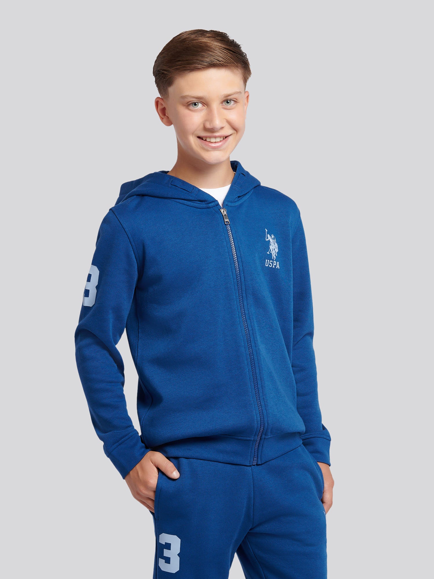 Boys Player 3 Zip Hoodie & Jogger Set in Navy Peony - Image 3