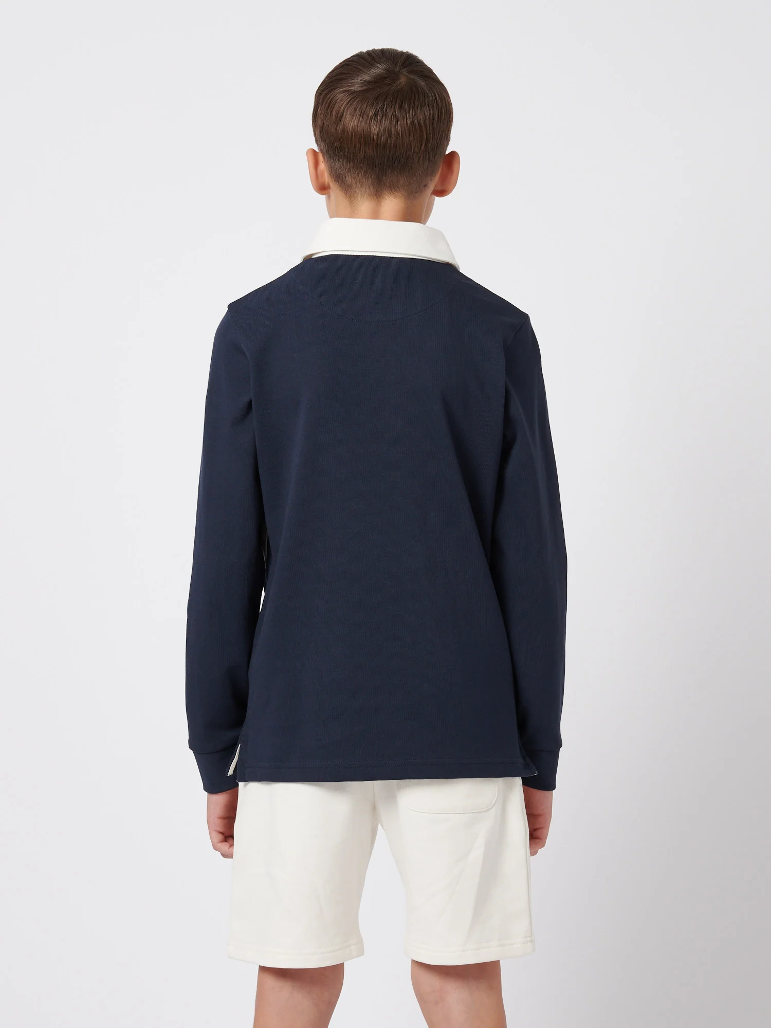 Boys Premium Embroidery Rugby Shirt in Dark Sapphire Navy - Image 4