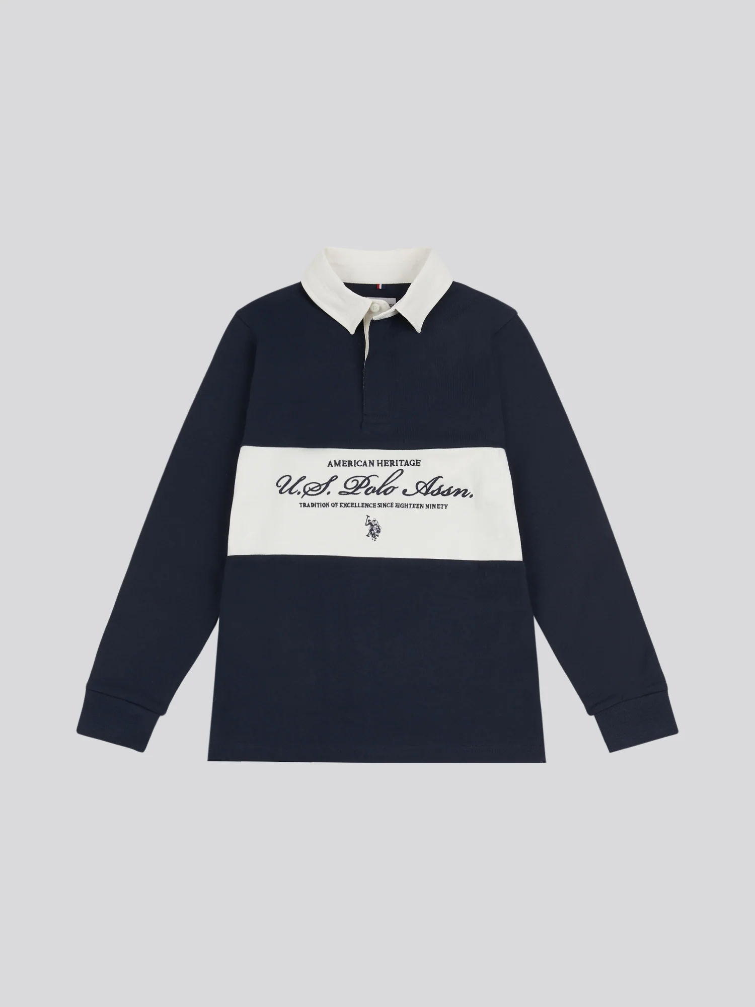 Boys Premium Embroidery Rugby Shirt in Dark Sapphire Navy - Image 5