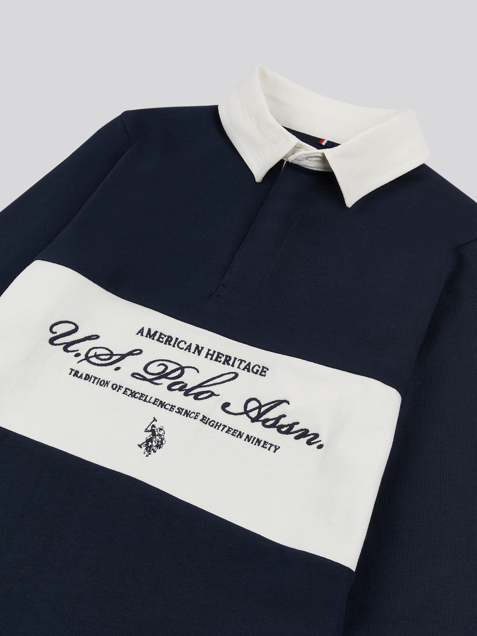 Boys Premium Embroidery Rugby Shirt in Dark Sapphire Navy - Image 7