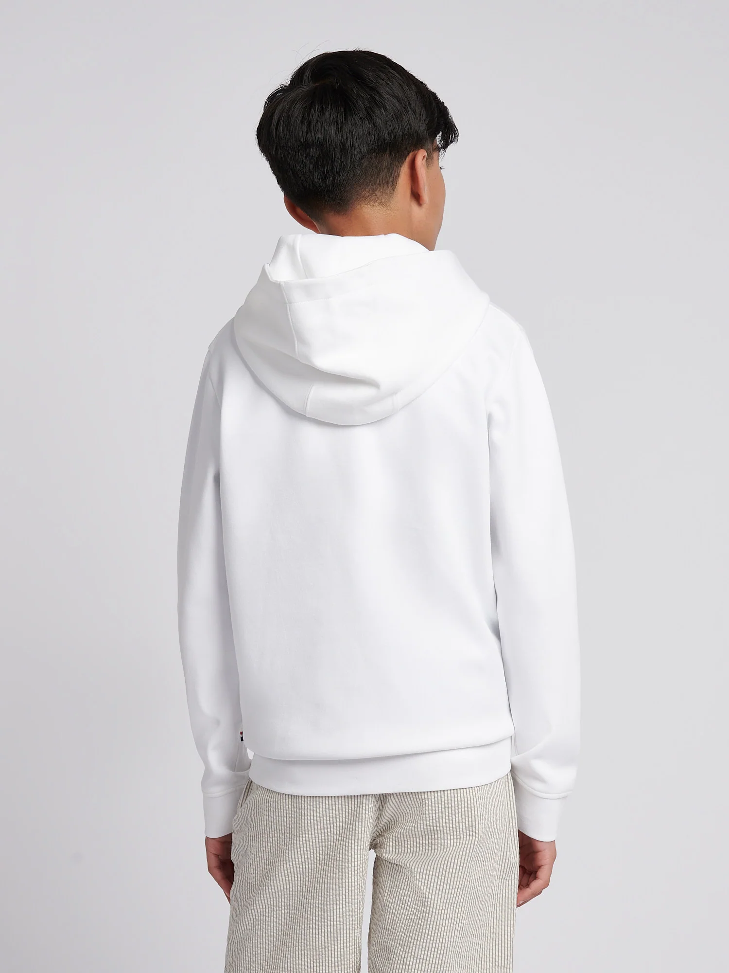 Boys Premium Print Interlock Hoodie in Bright White - Image 4