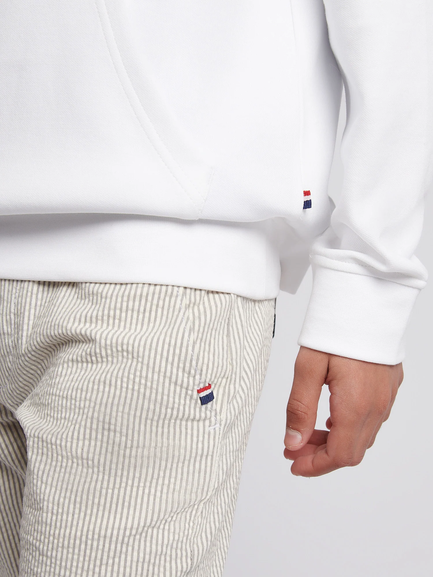 Boys Premium Print Interlock Hoodie in Bright White - Image 5