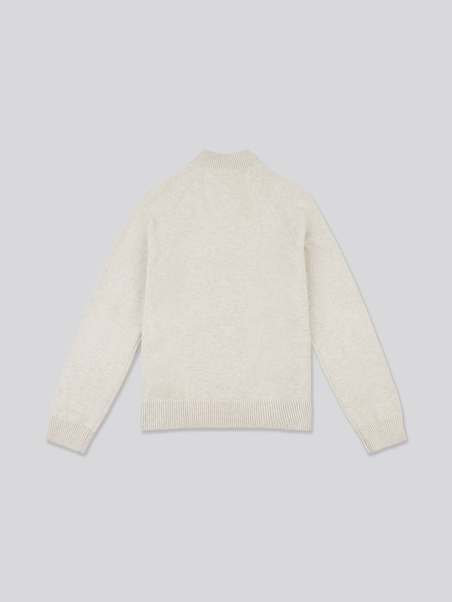 Boys Quarter Zip Knitted Sweatshirt in Birch Marl - Image 5