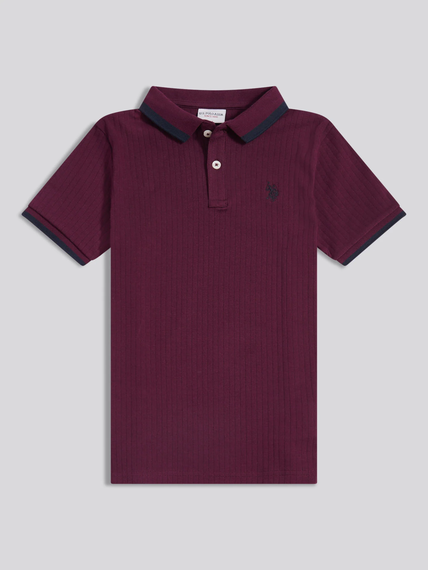 Boys Rib Texture Polo Shirt in Grape Wine - Image 5