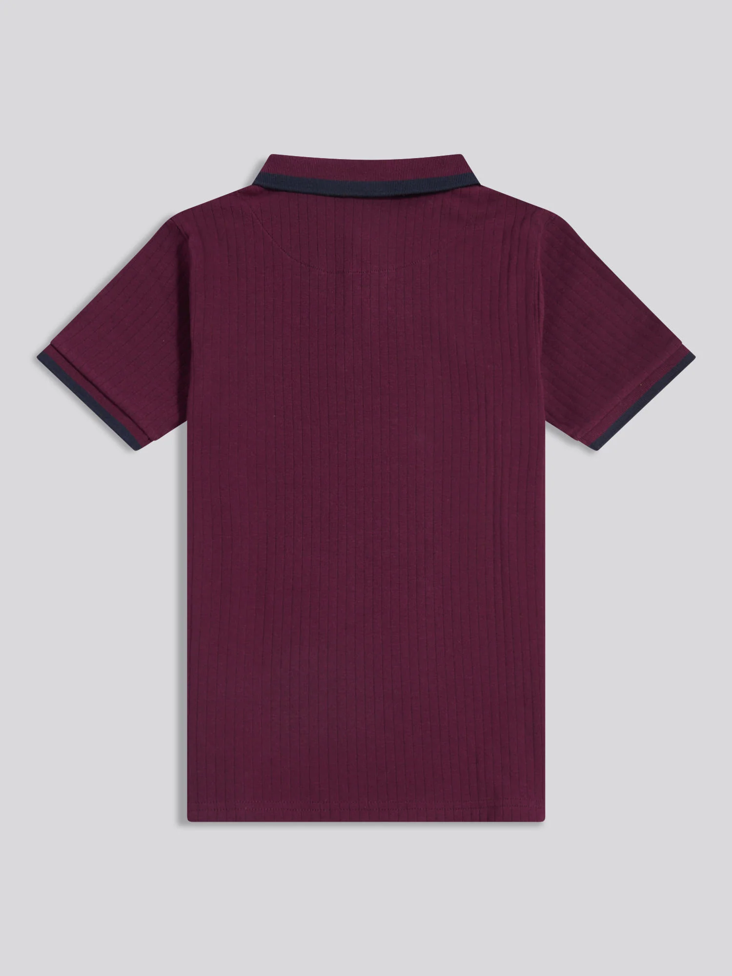 Boys Rib Texture Polo Shirt in Grape Wine - Image 6