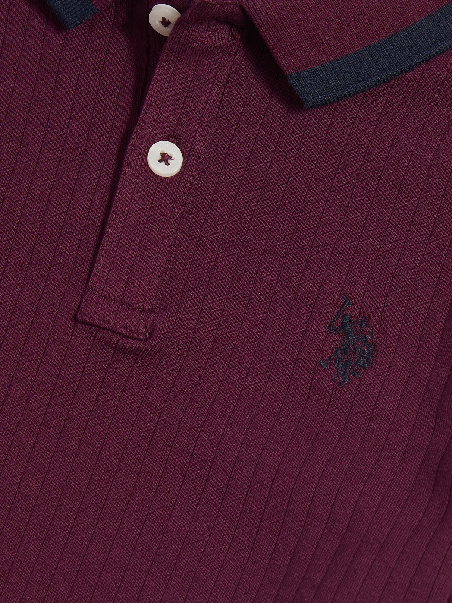 Boys Rib Texture Polo Shirt in Grape Wine - Image 7