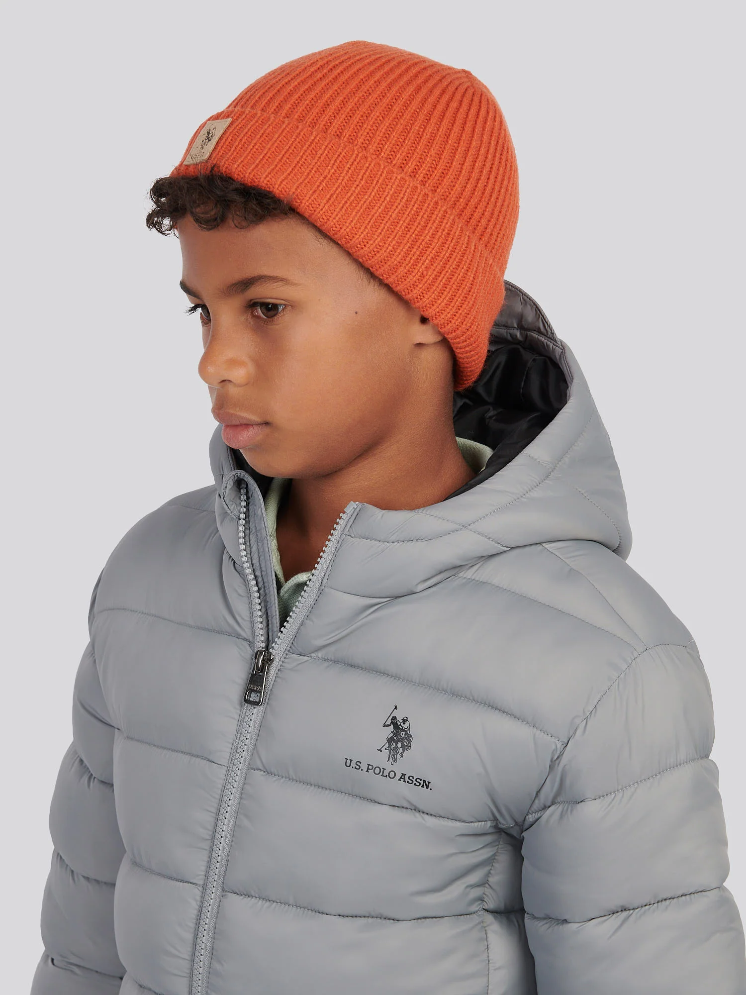 Boys Signature Double Horsemen Knit Beanie in Burnt Ochre - Image 2