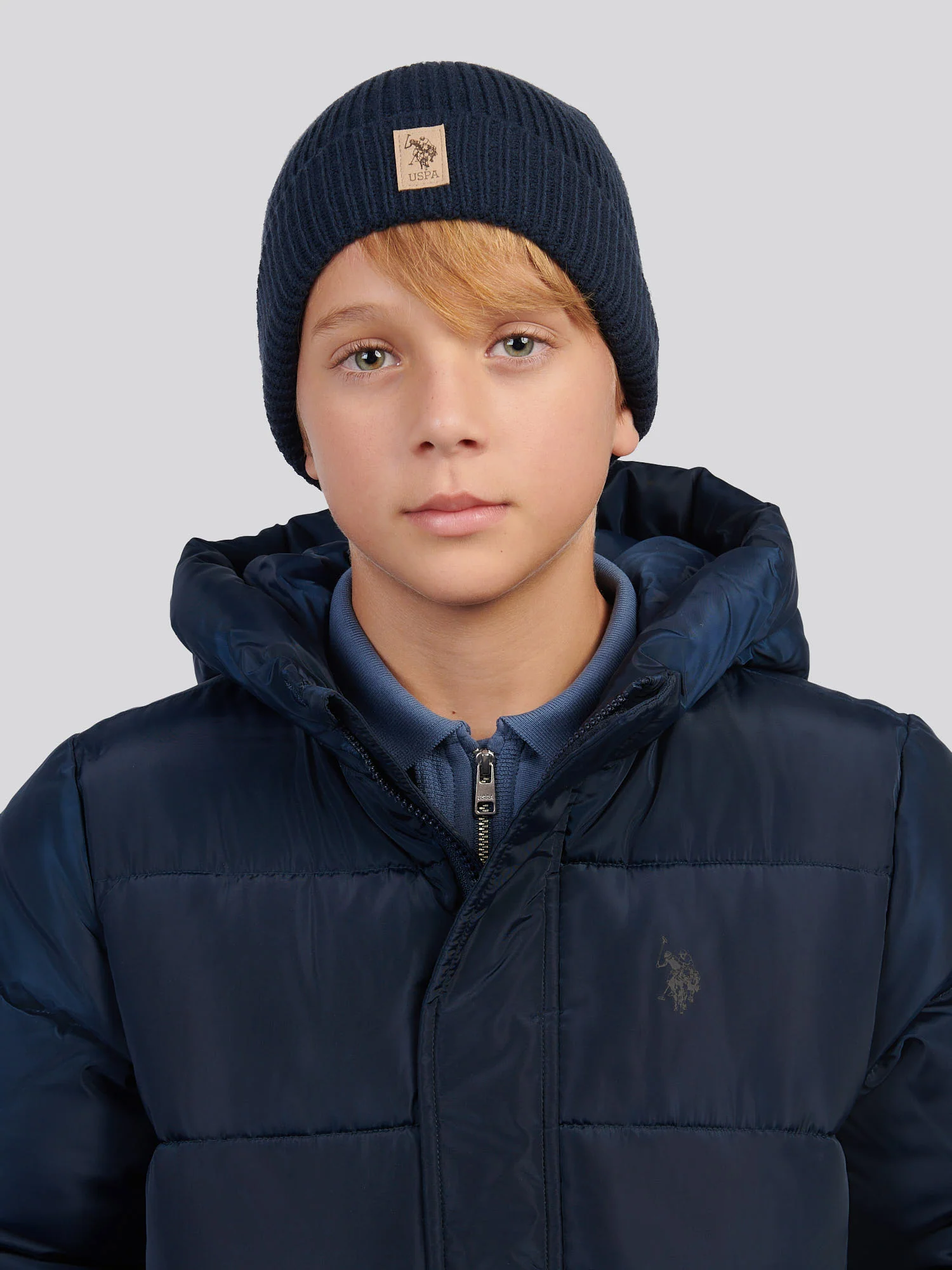 Boys Signature Double Horsemen Knit Beanie in Dark Sapphire Navy - Image 2