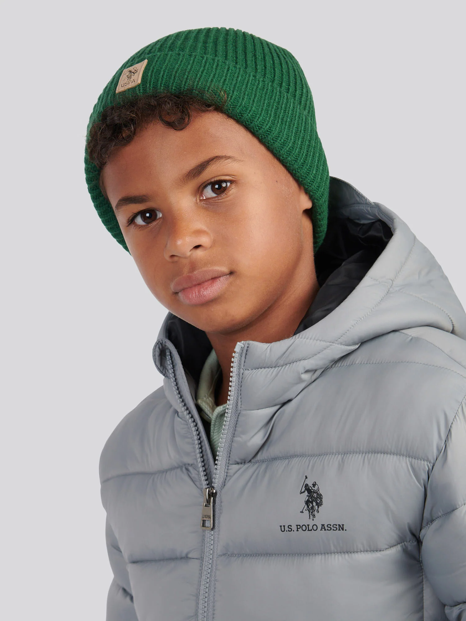 Boys Signature Double Horsemen Knit Beanie in Pineneedle - Image 2