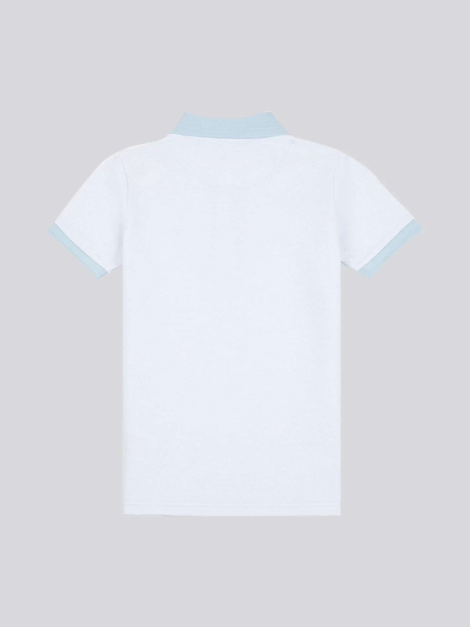 Boys Smart Two Tone Zip Polo Shirt Chambray Blue - Image 6