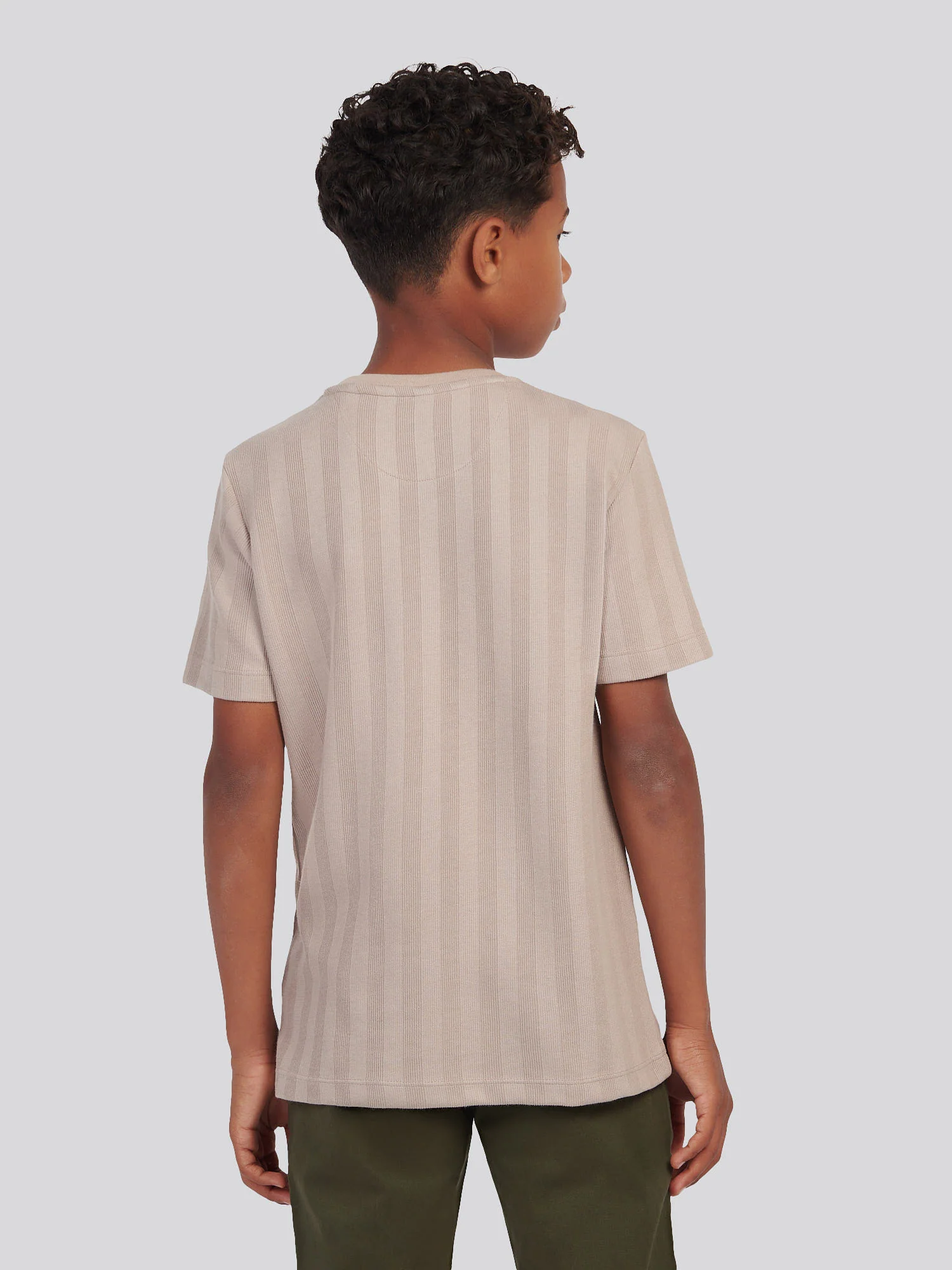 Boys Smart Vertical Texture T-Shirt in Atmosphere - Image 4