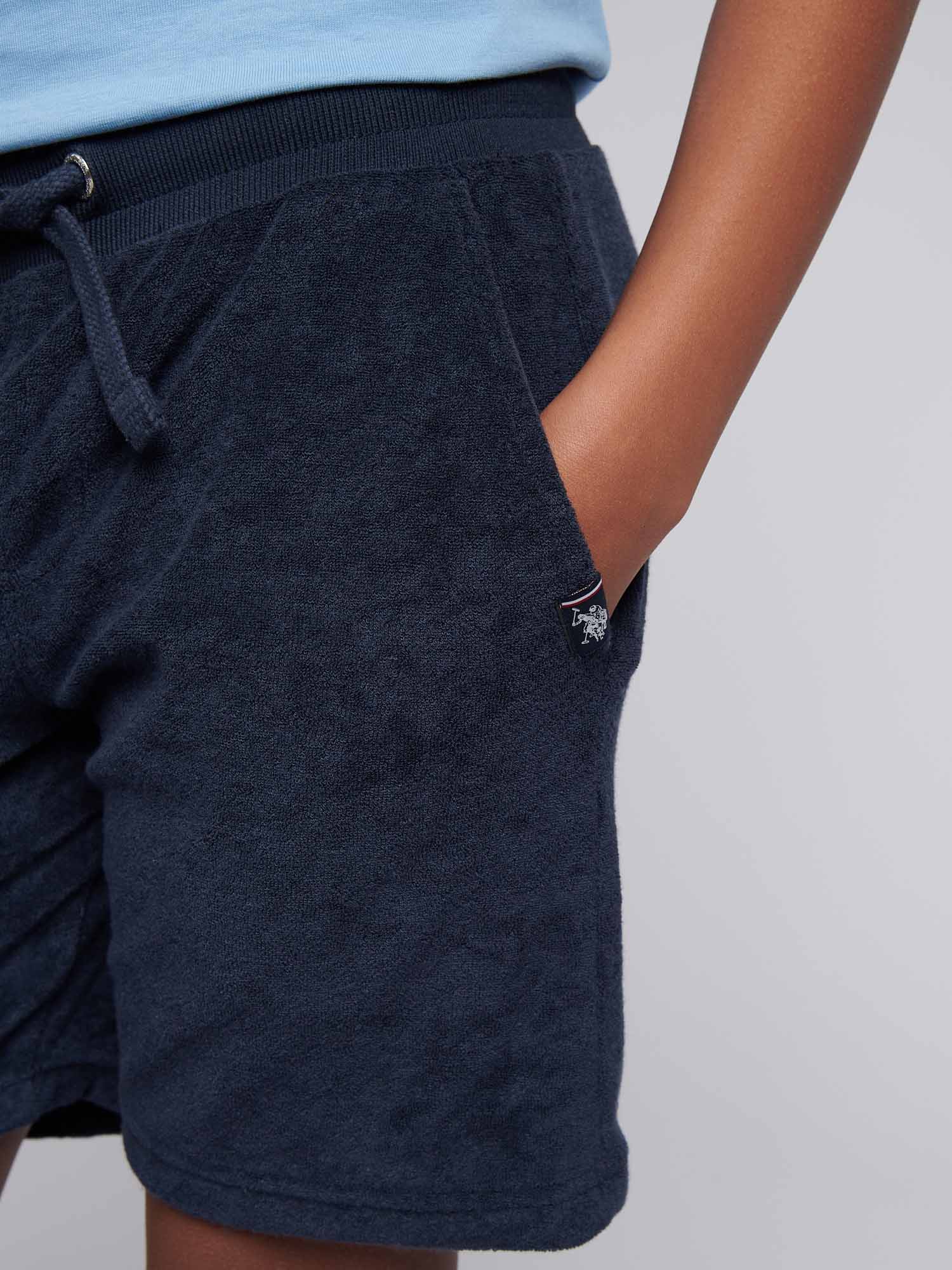 Boys Terry Short in Dark Sapphire Navy - Image 2