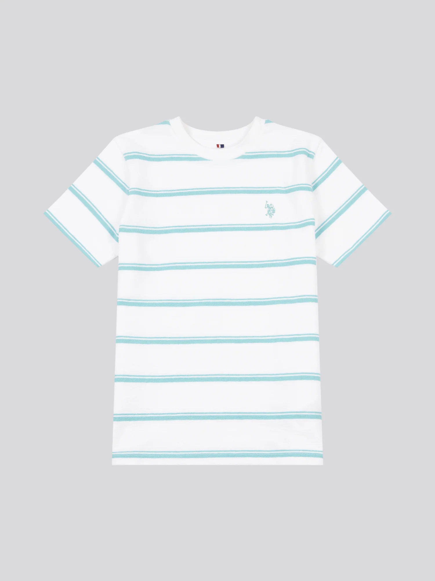 Boys Terry Stripe T-Shirt in Bright White - Image 5