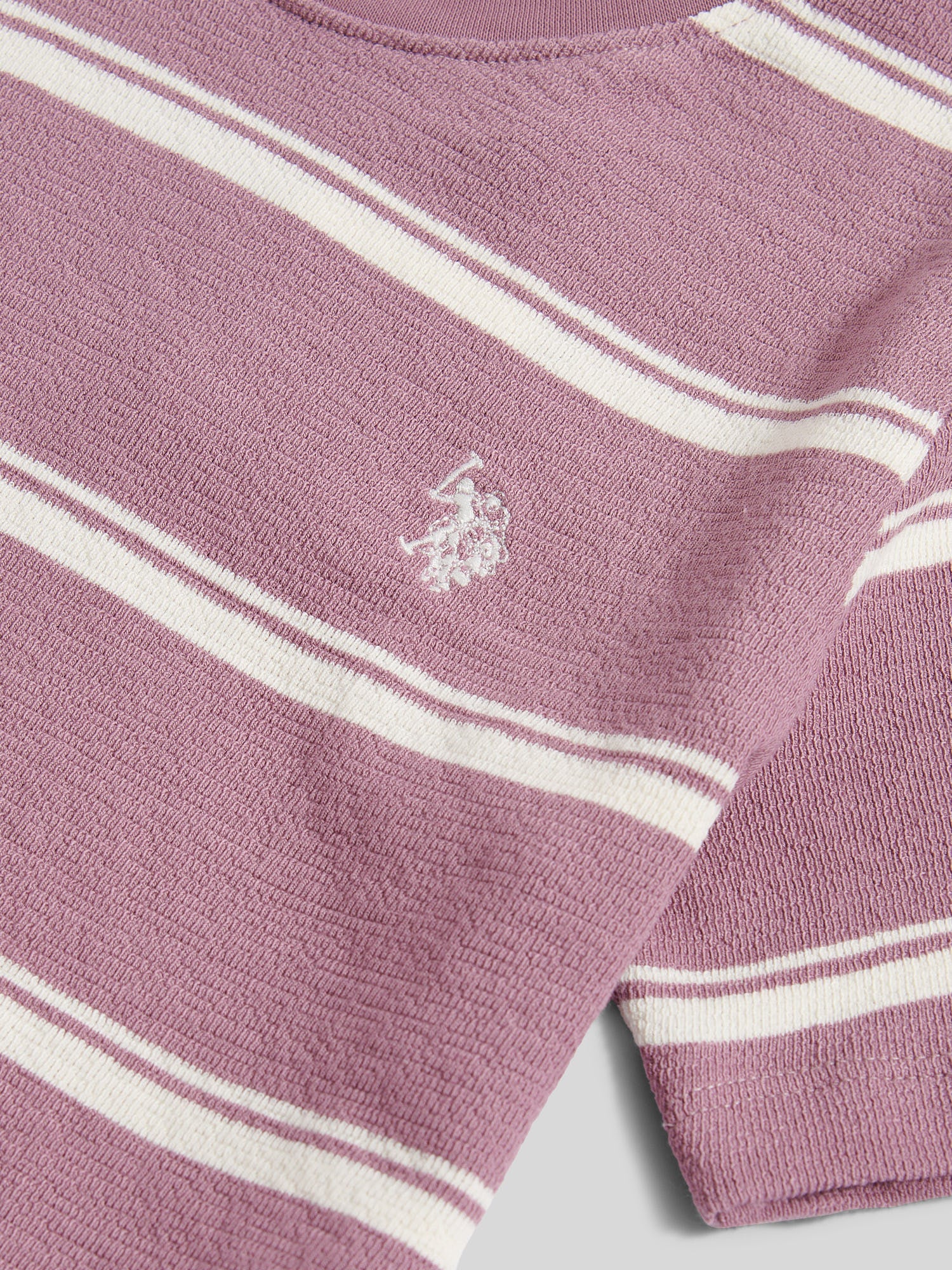Boys Terry Stripe T-Shirt in Elderberry - Image 7