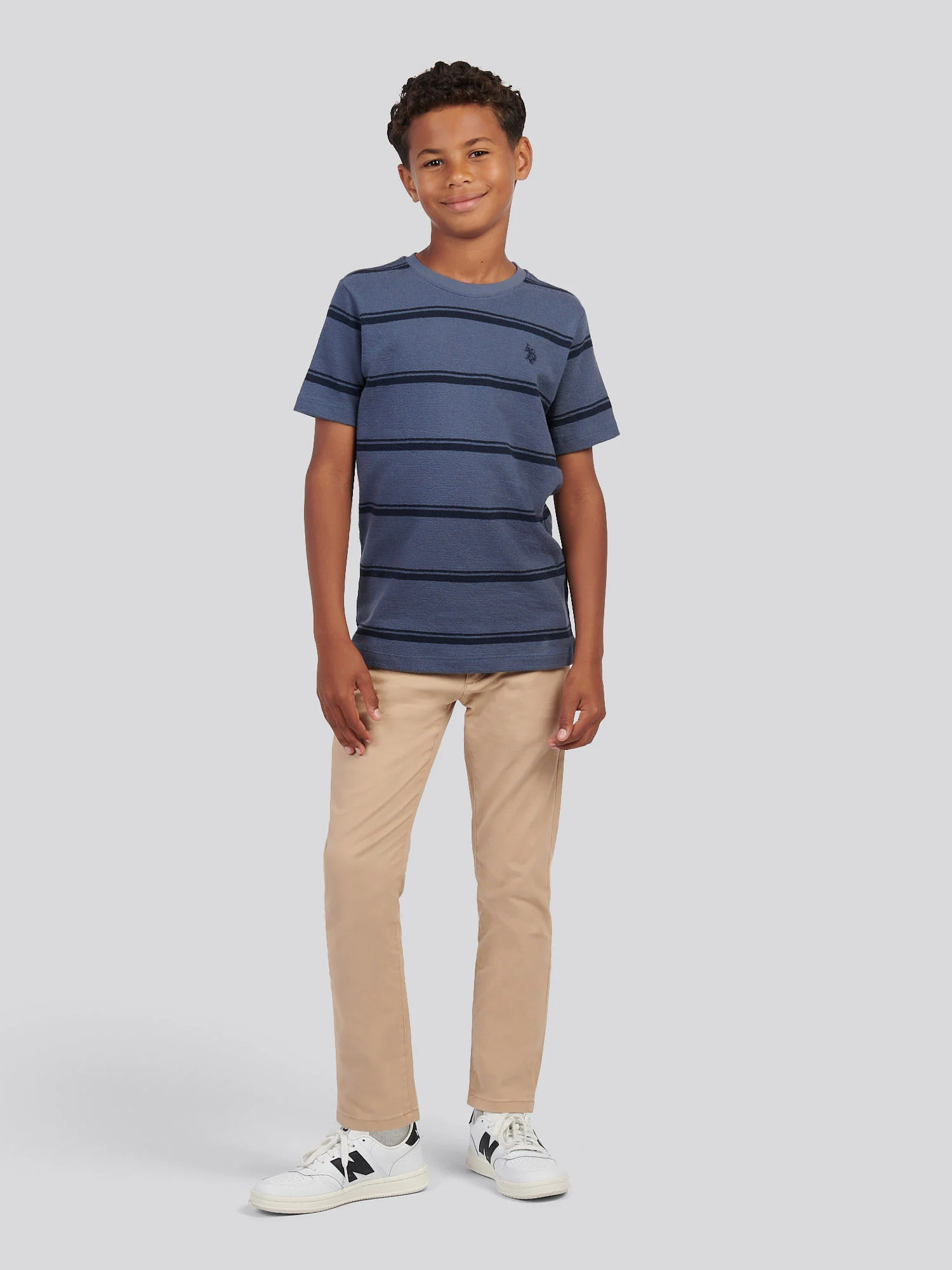 Boys Terry Stripe T-Shirt in Vintage Indigo - Image 3