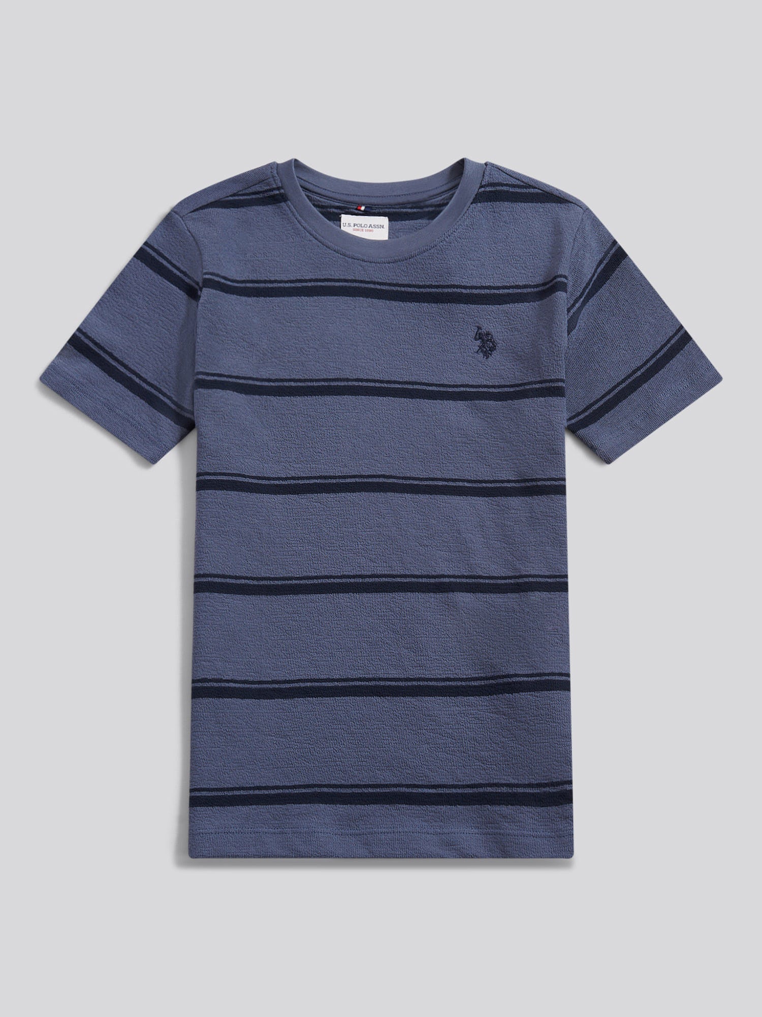 Boys Terry Stripe T-Shirt in Vintage Indigo - Image 5