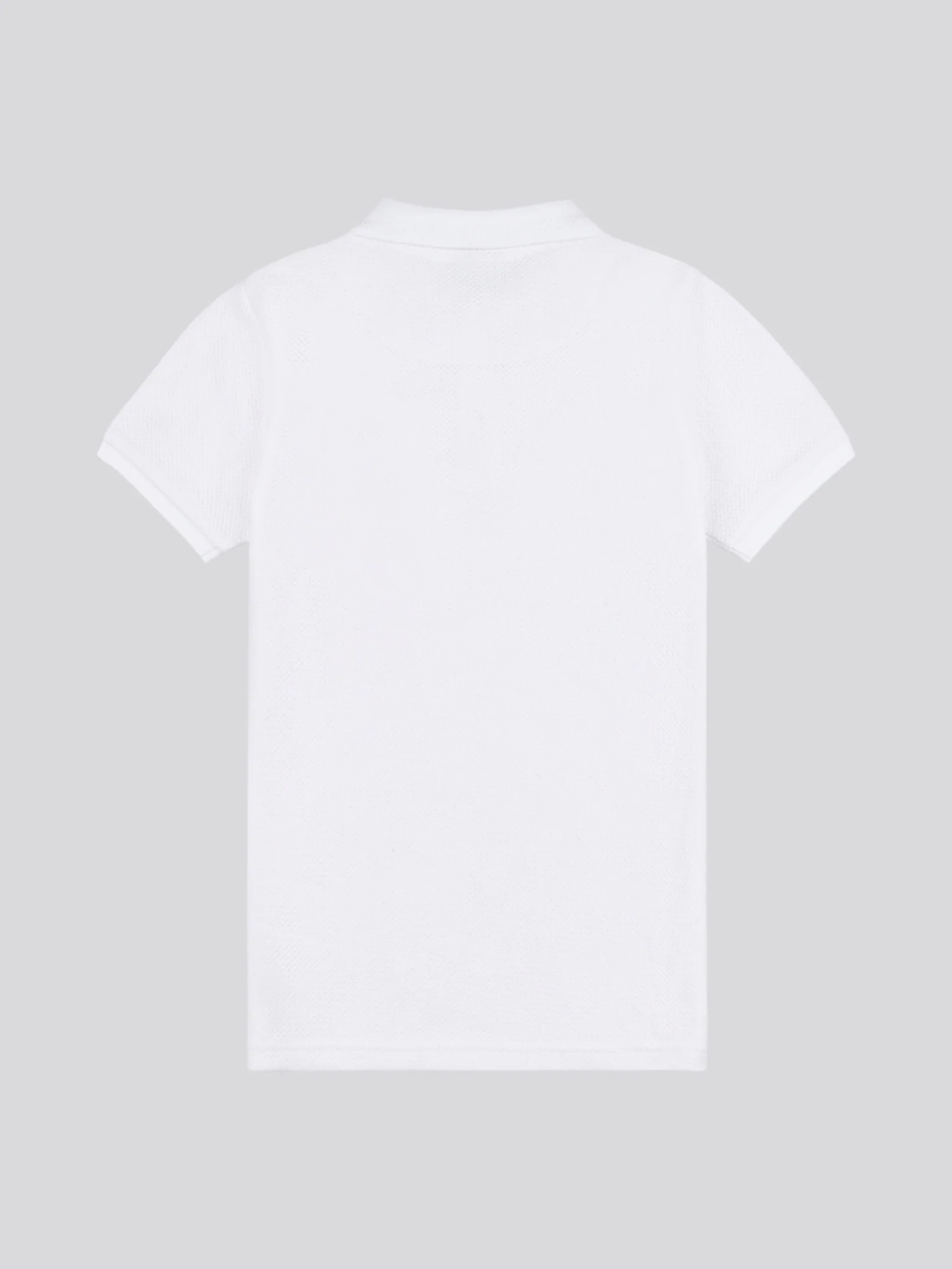 Boys Texture Double Horsemen Polo Shirt Bright White - Image 6