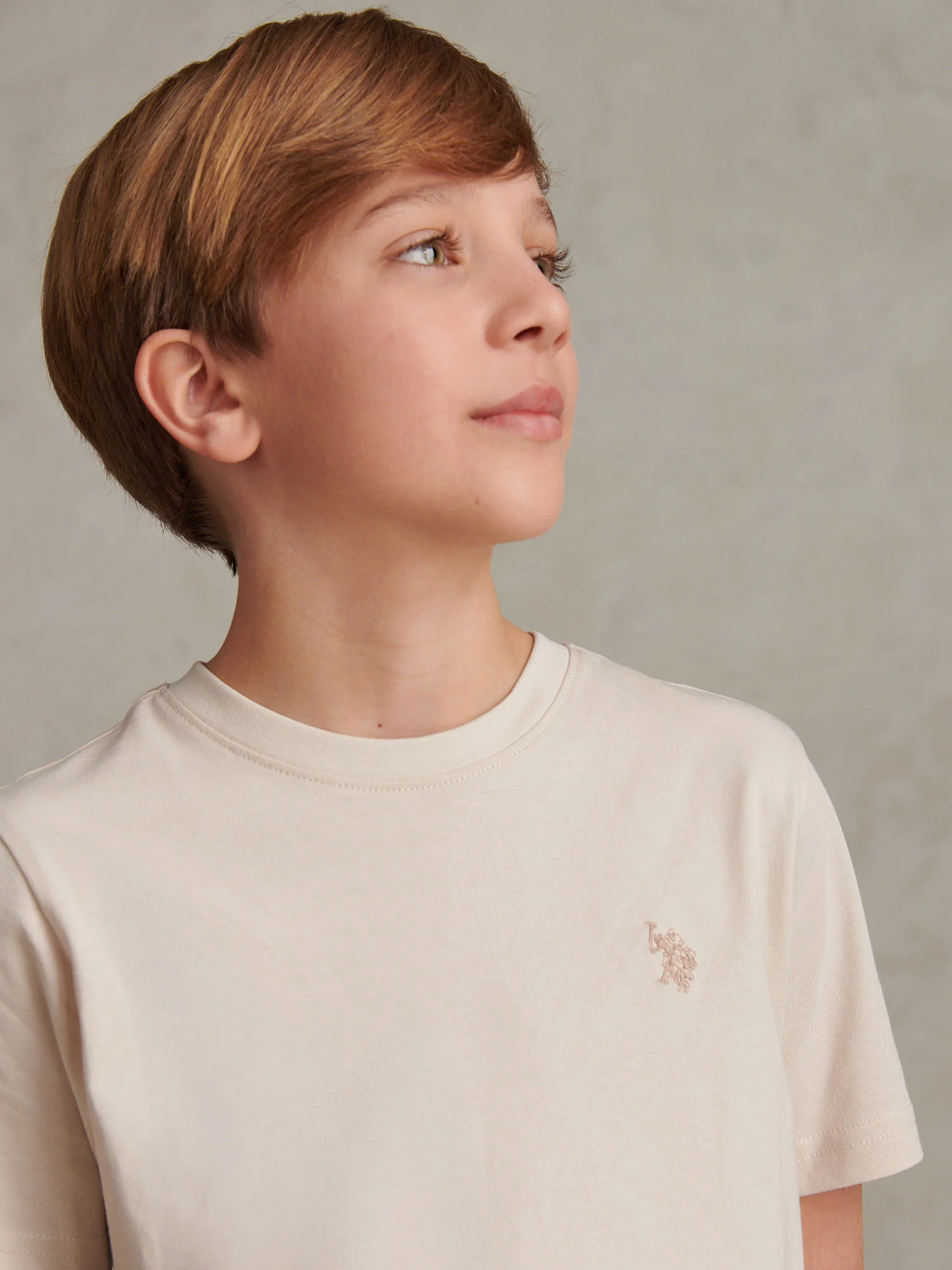 Boys Texture Double Horsemen T-Shirt Beige - Image 2