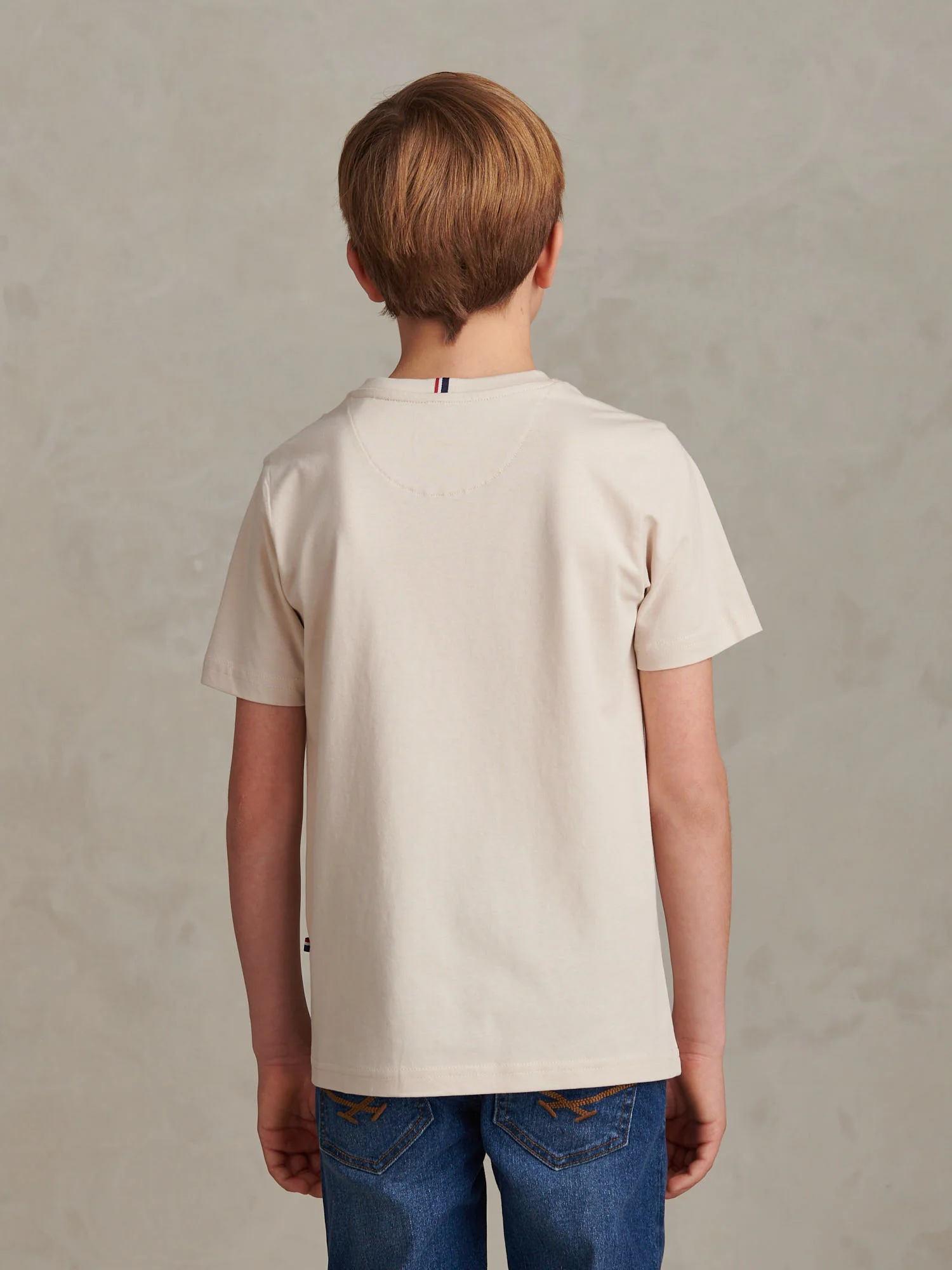 Boys Texture Double Horsemen T-Shirt Beige - Image 4