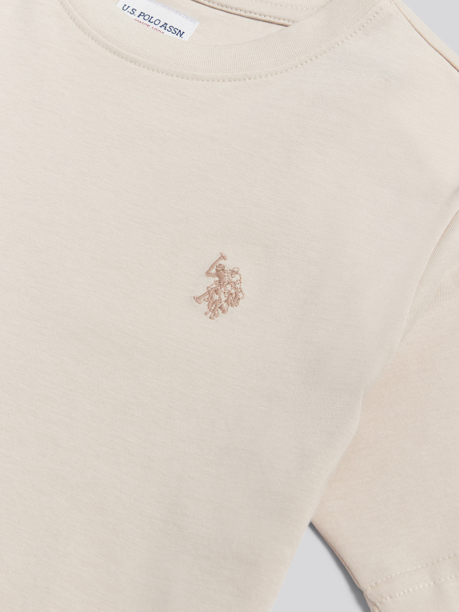 Boys Texture Double Horsemen T-Shirt Beige - Image 7