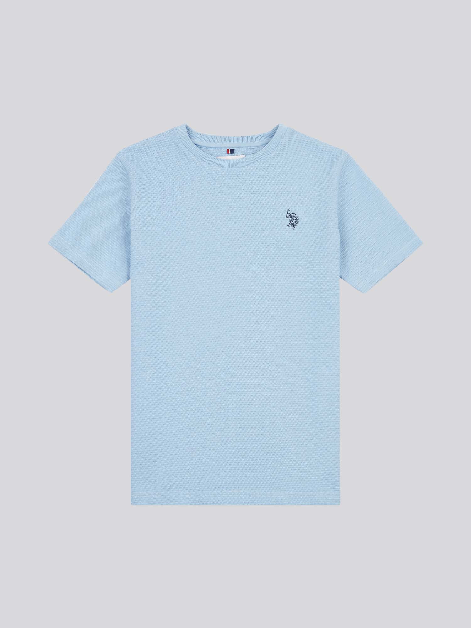Boys Texture Double Horsemen T-Shirt in Chambray Blue - Image 5