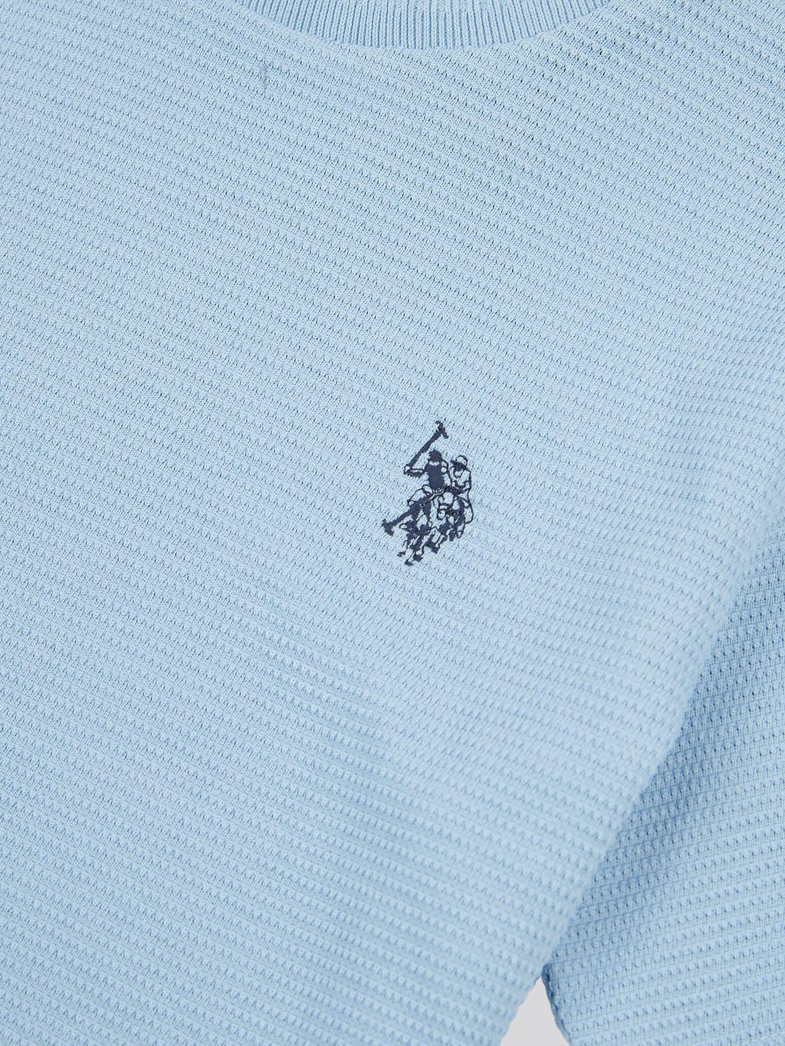 Boys Texture Double Horsemen T-Shirt in Chambray Blue - Image 7