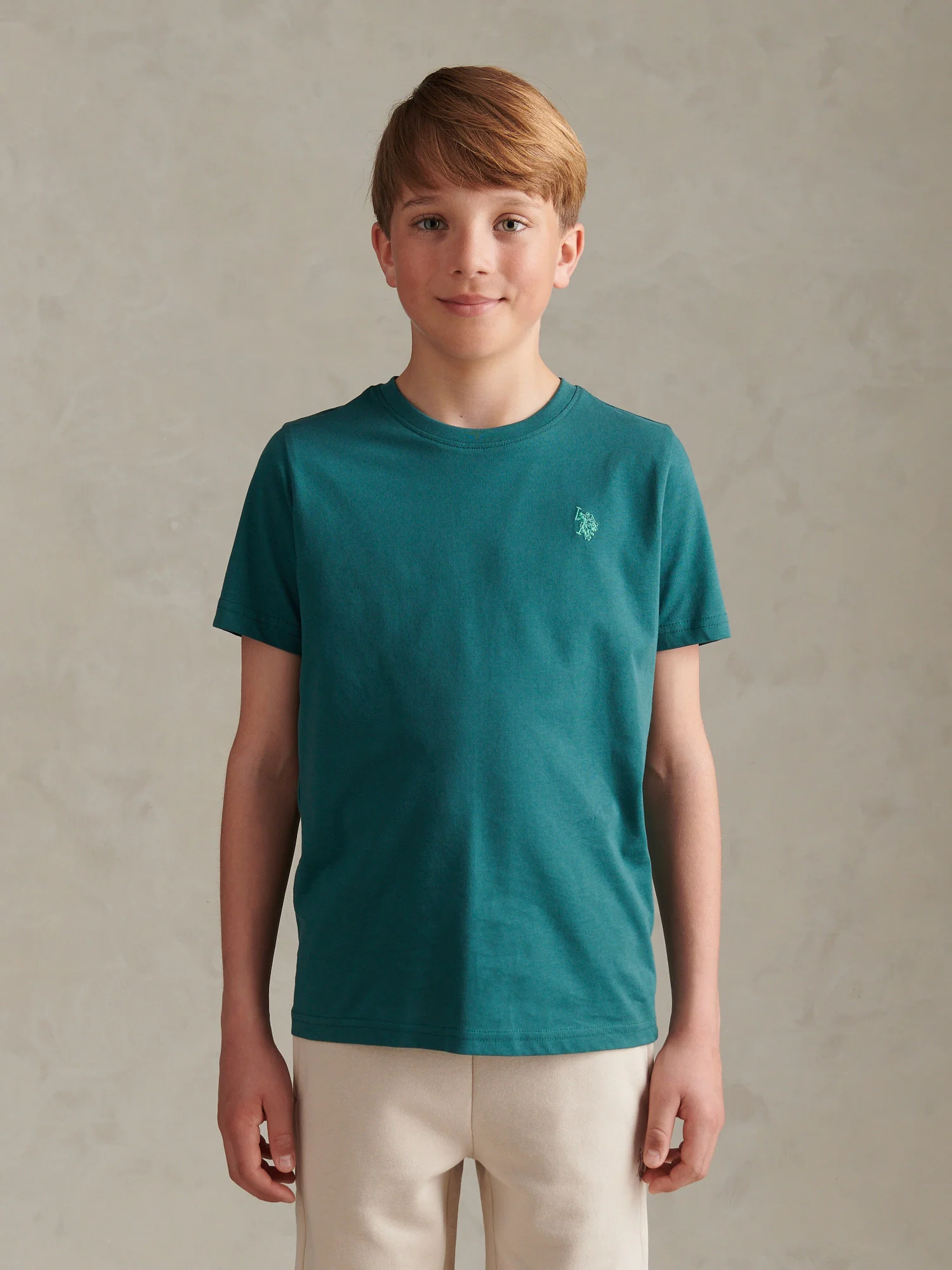 Boys Texture Double Horsemen T-Shirt Mediterranea