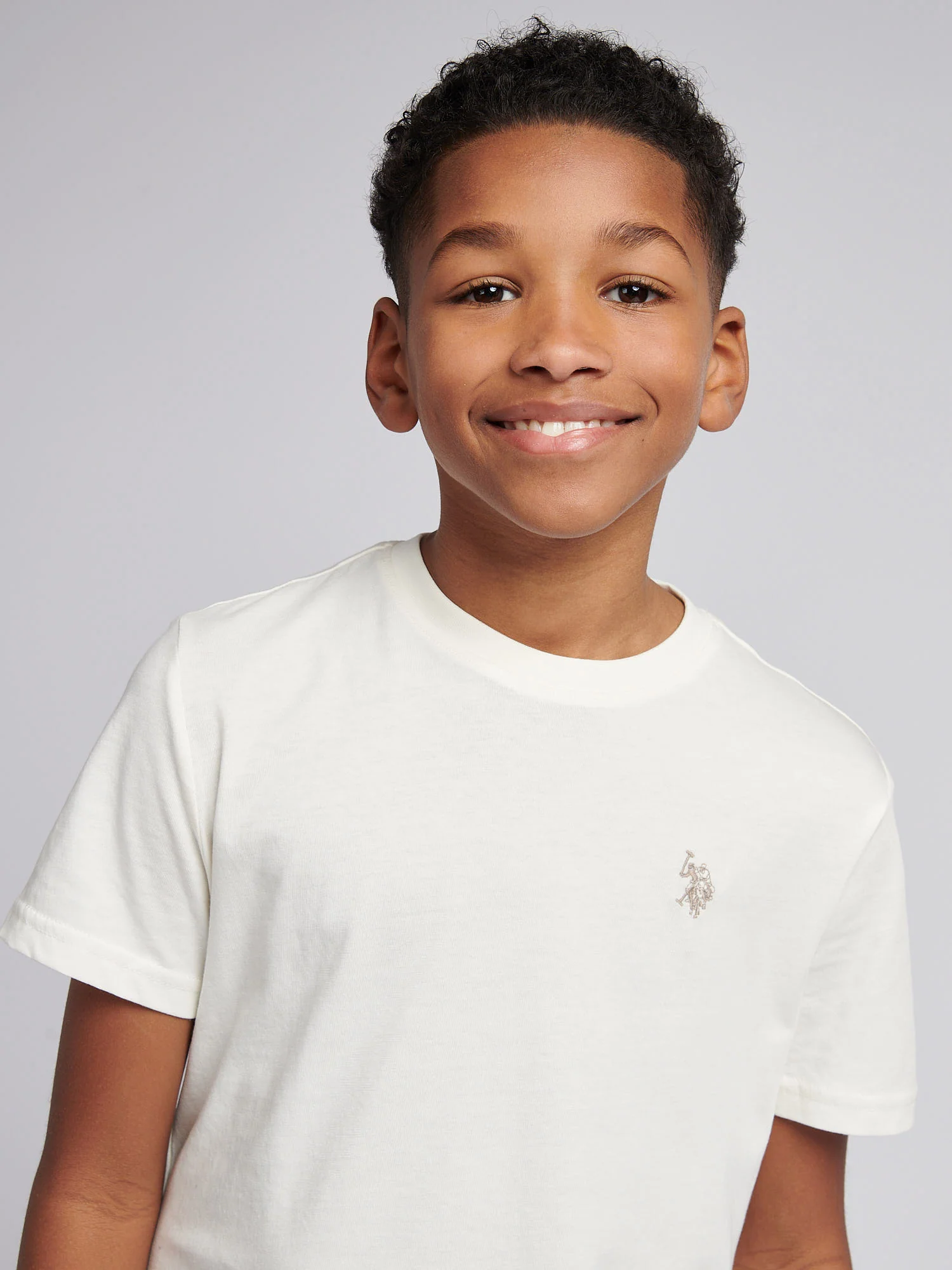 Boys Texture Double Horsemen T-Shirt Whisper White - Image 2