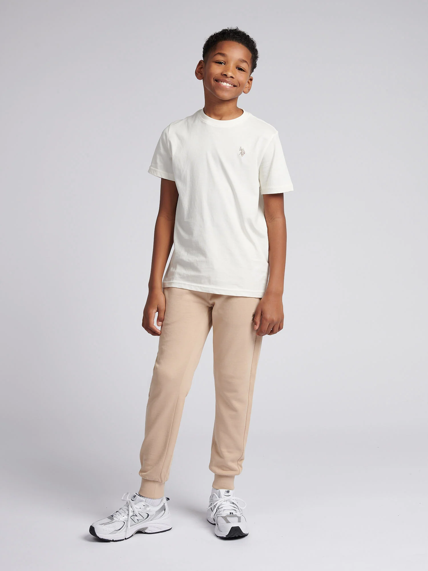 Boys Texture Double Horsemen T-Shirt Whisper White - Image 3