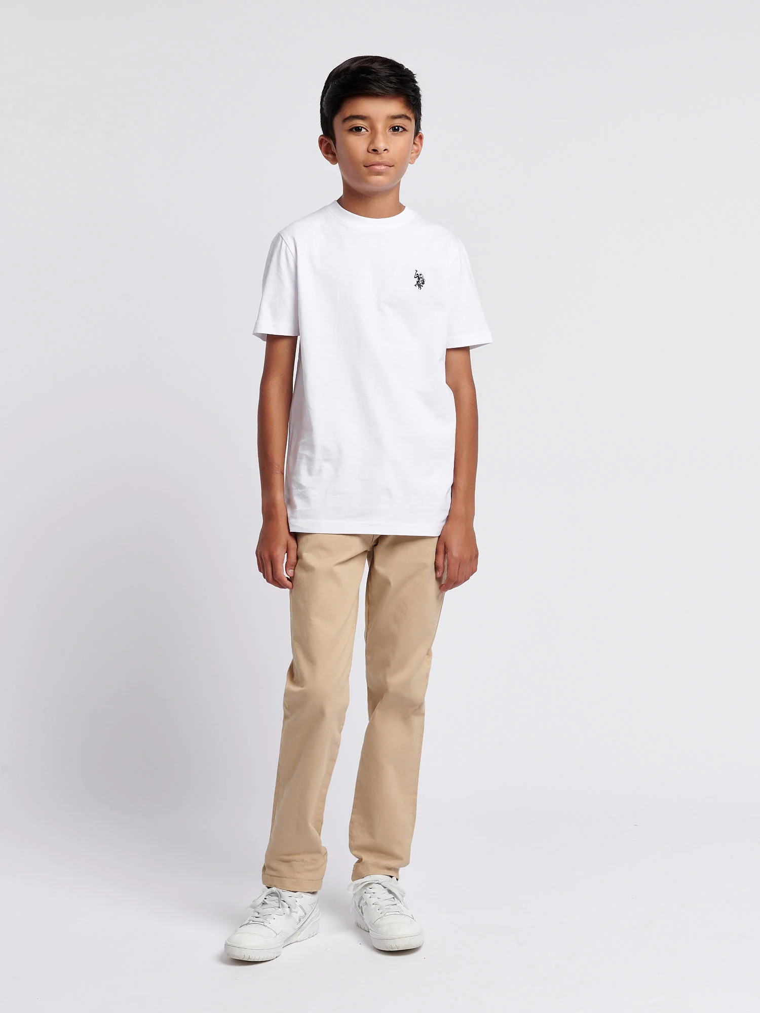Boys Texture Double Horsemen T-Shirt White / Dark Sapphire Navy DHM - Image 3