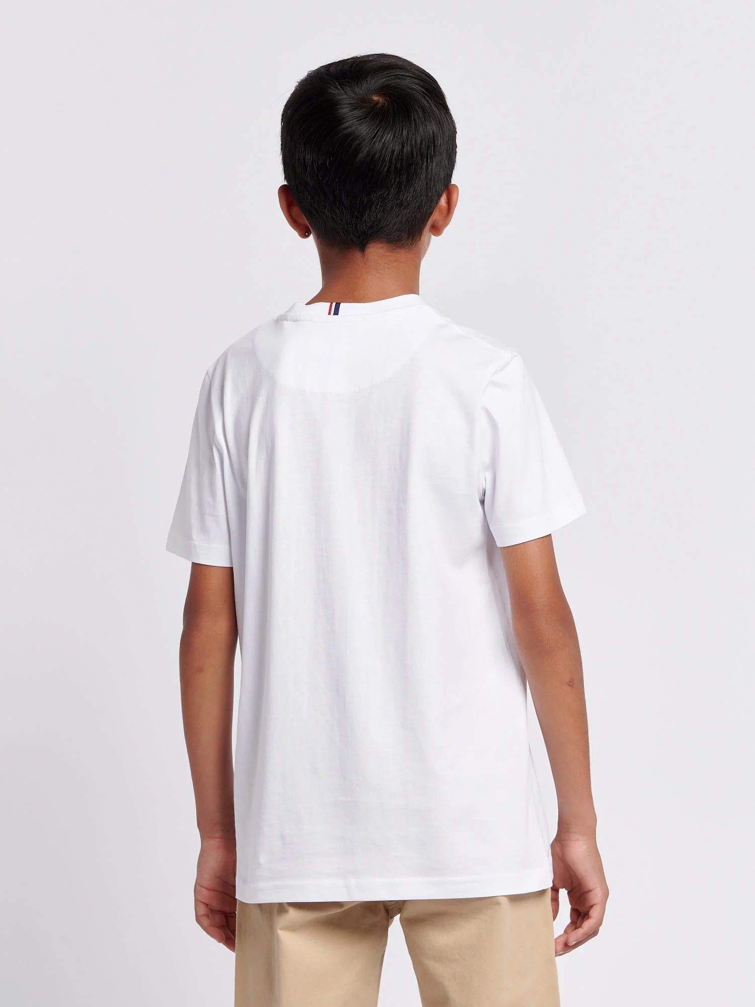 Boys Texture Double Horsemen T-Shirt White / Dark Sapphire Navy DHM - Image 4