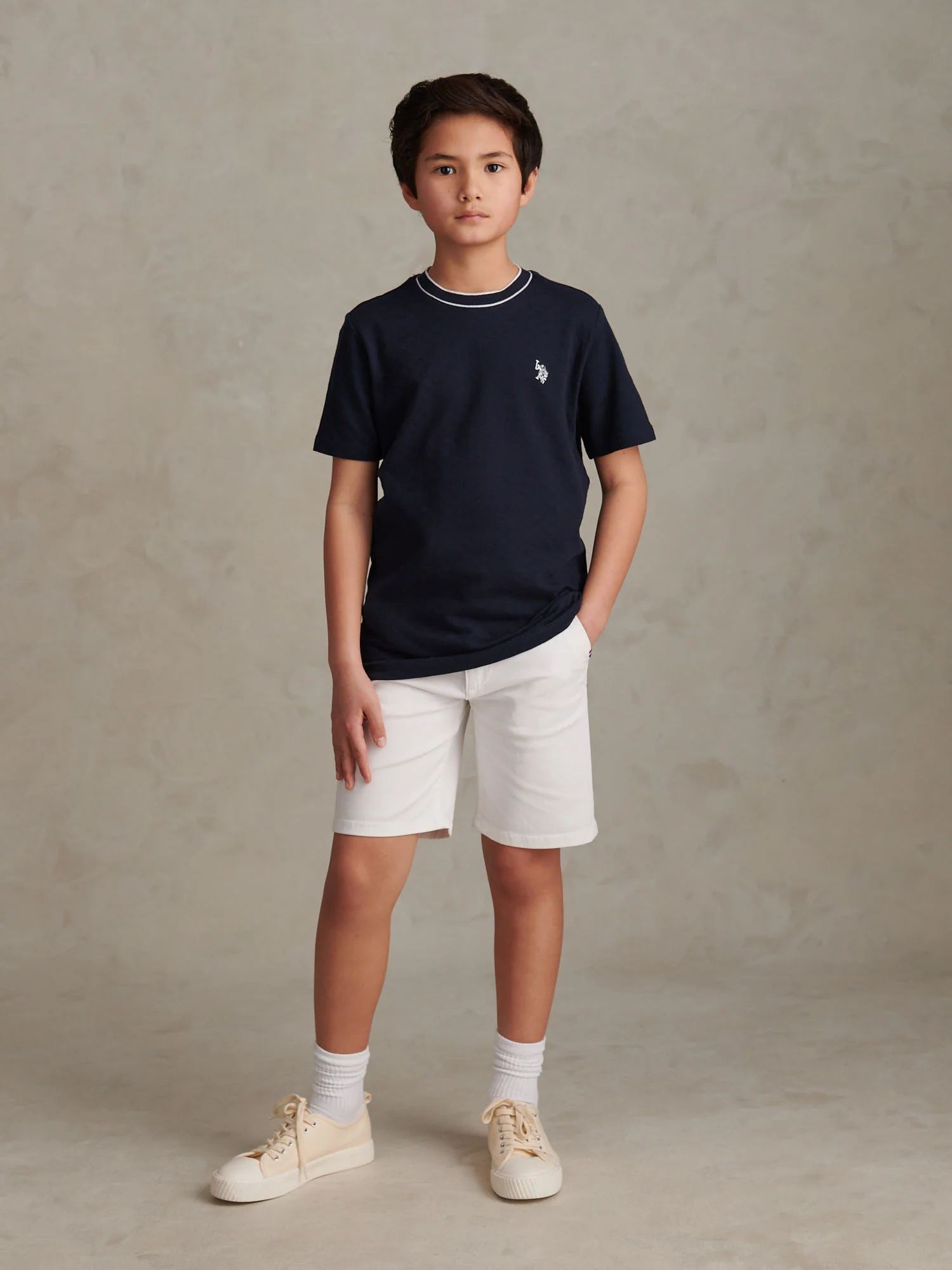 Boys Tipped Pique T-Shirt in Dark Sapphire Navy - Image 3