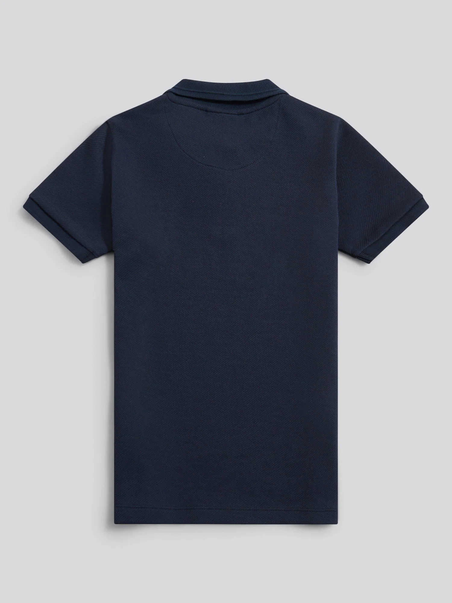Boys Twill Texture Polo Shirt in Dark Sapphire Navy / Moonlight Blue DHM - Image 2