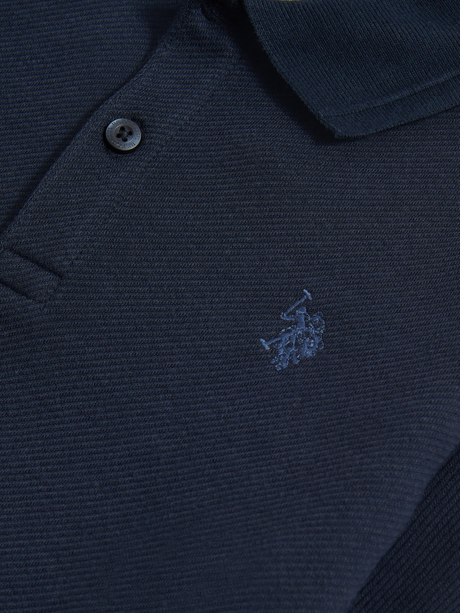 Boys Twill Texture Polo Shirt in Dark Sapphire Navy / Moonlight Blue DHM - Image 3